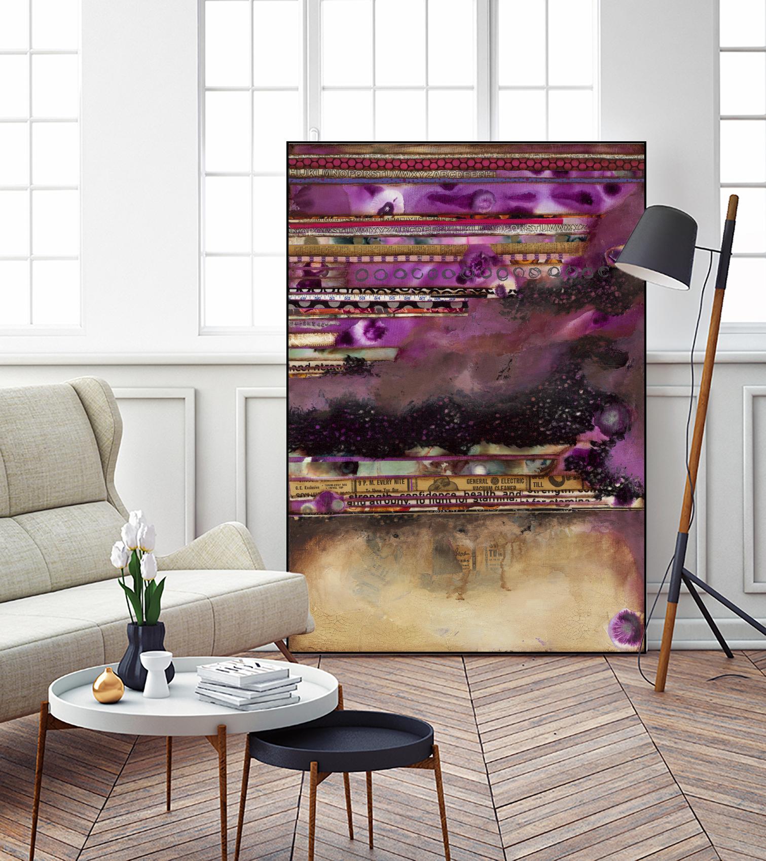 Fuschia on Fire by Laura VanHorne on GIANT ART - beige abstract