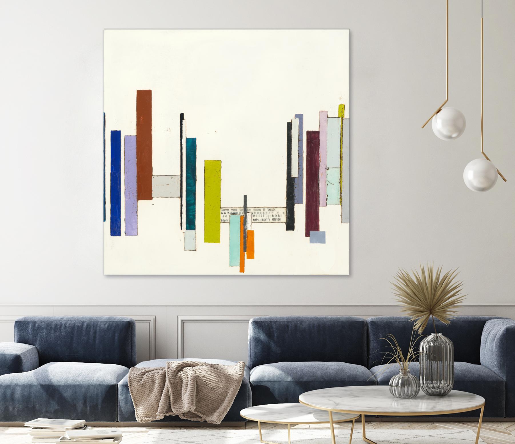 Love You To The Moon by Laura Van Horne on GIANT ART - whites & creams geometric shapes