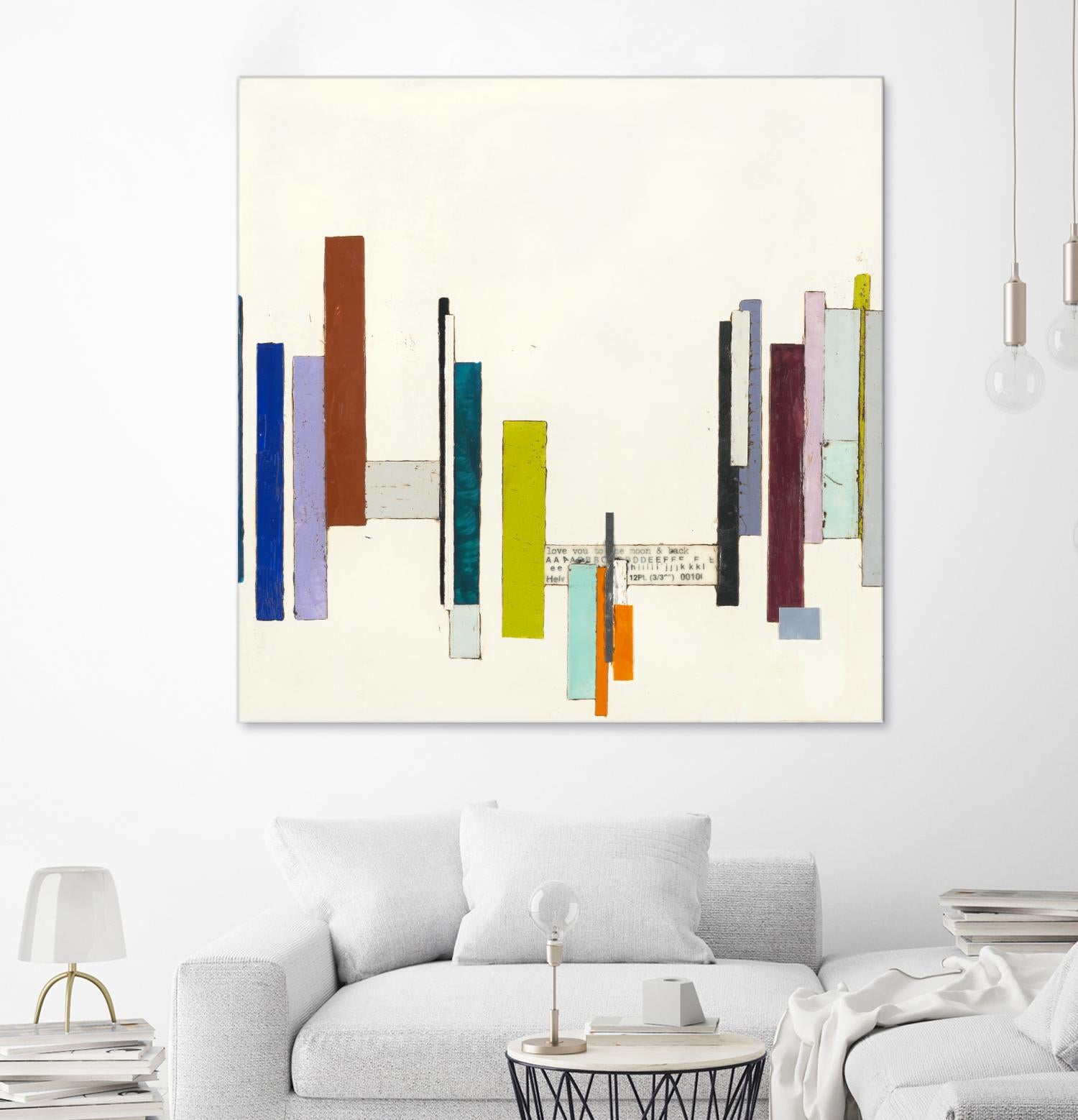 Love You To The Moon by Laura Van Horne on GIANT ART - whites & creams geometric shapes