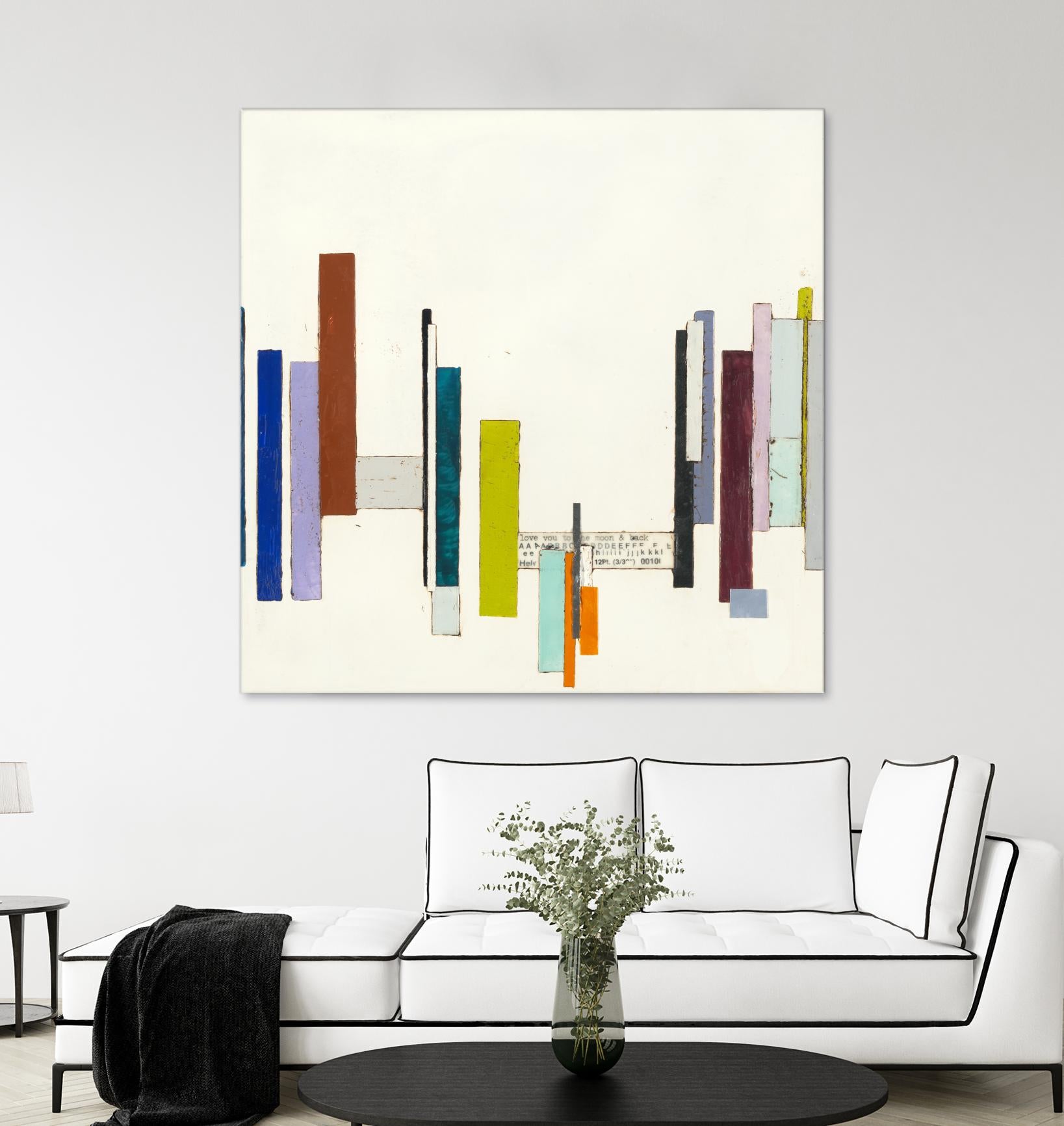 Love You To The Moon by Laura Van Horne on GIANT ART - whites & creams geometric shapes