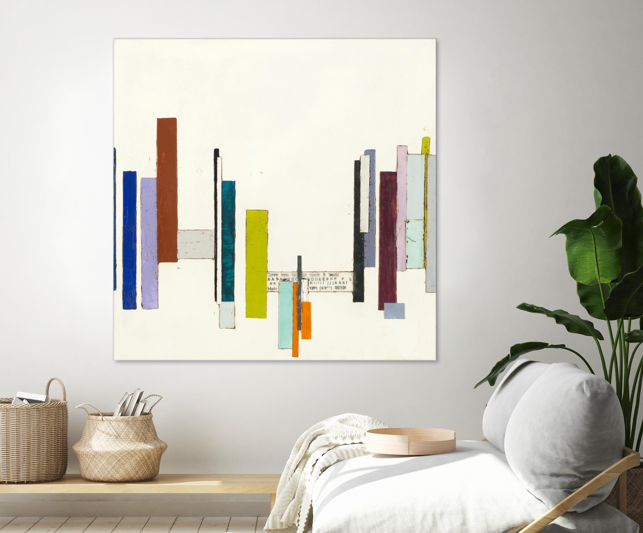 Love You To The Moon by Laura Van Horne on GIANT ART - whites & creams geometric shapes