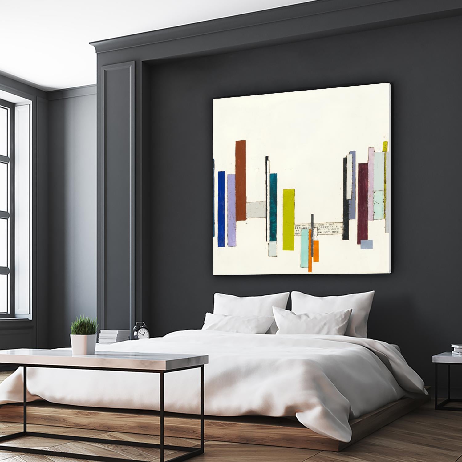 Love You To The Moon by Laura Van Horne on GIANT ART - whites & creams geometric shapes