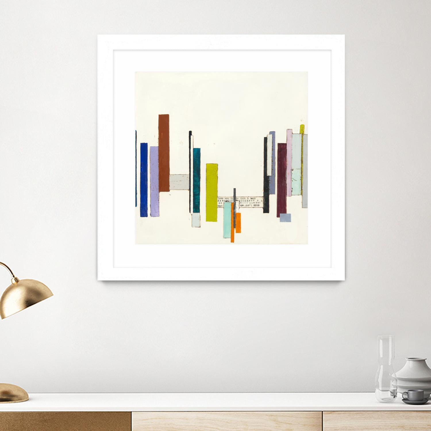 Love You To The Moon by Laura Van Horne on GIANT ART - whites & creams geometric shapes