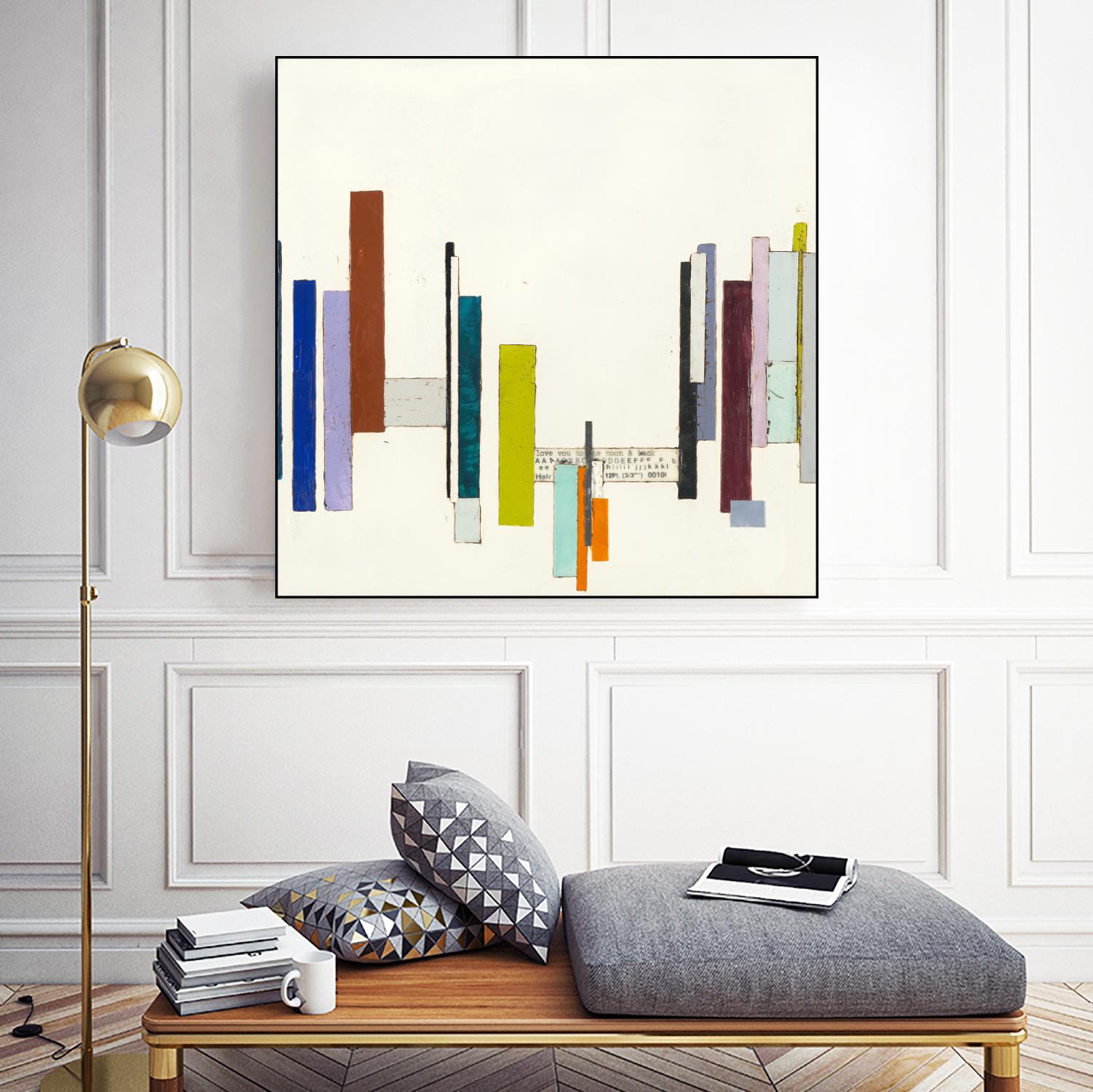 Love You To The Moon by Laura Van Horne on GIANT ART - whites & creams geometric shapes