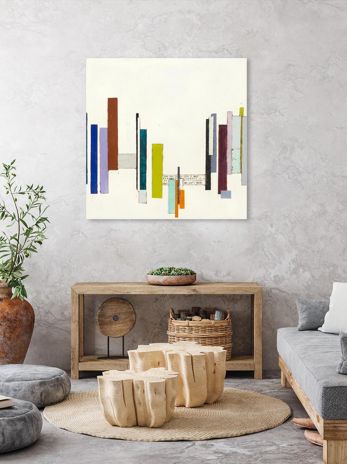 Love You To The Moon by Laura Van Horne on GIANT ART - whites & creams geometric shapes