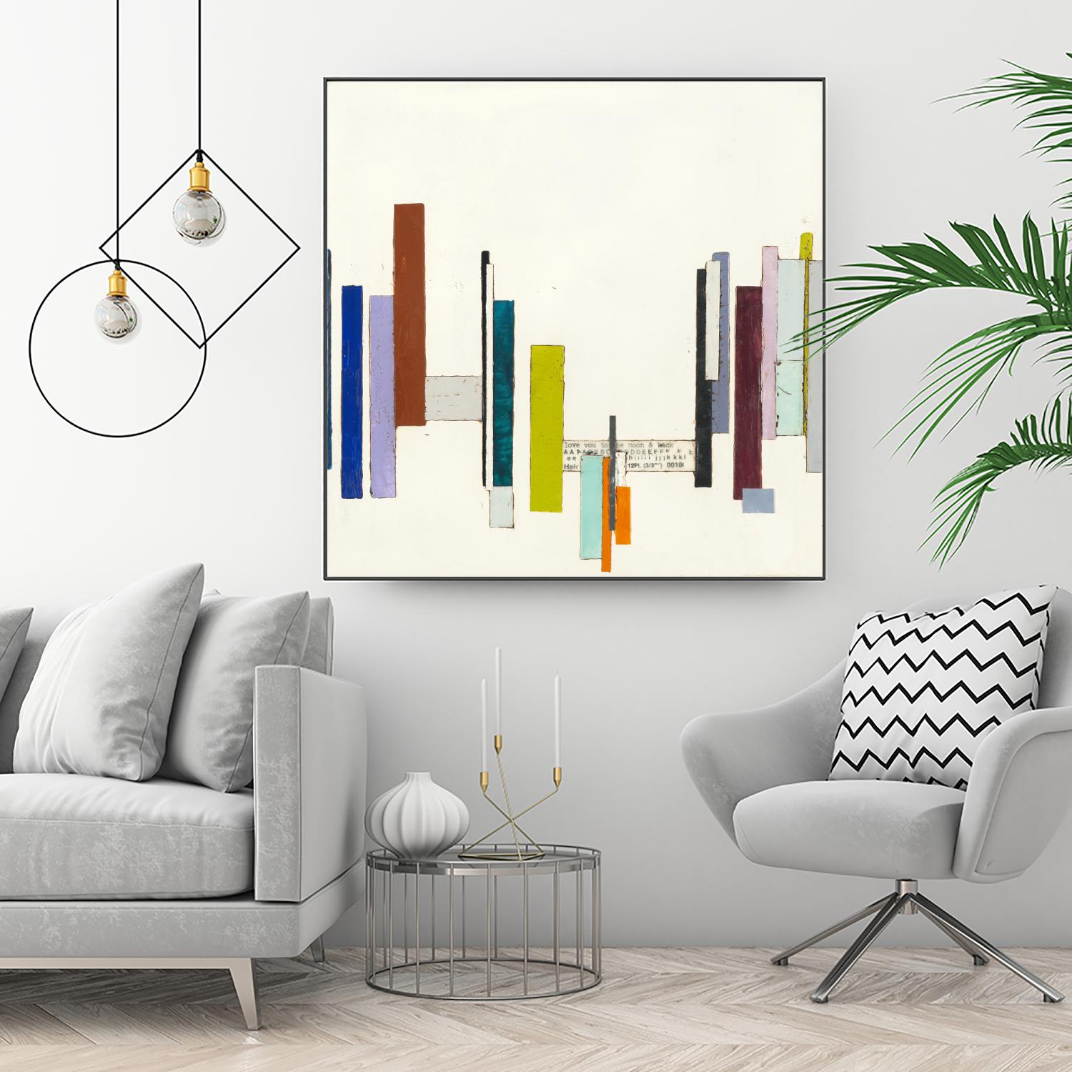 Love You To The Moon by Laura Van Horne on GIANT ART - whites & creams geometric shapes