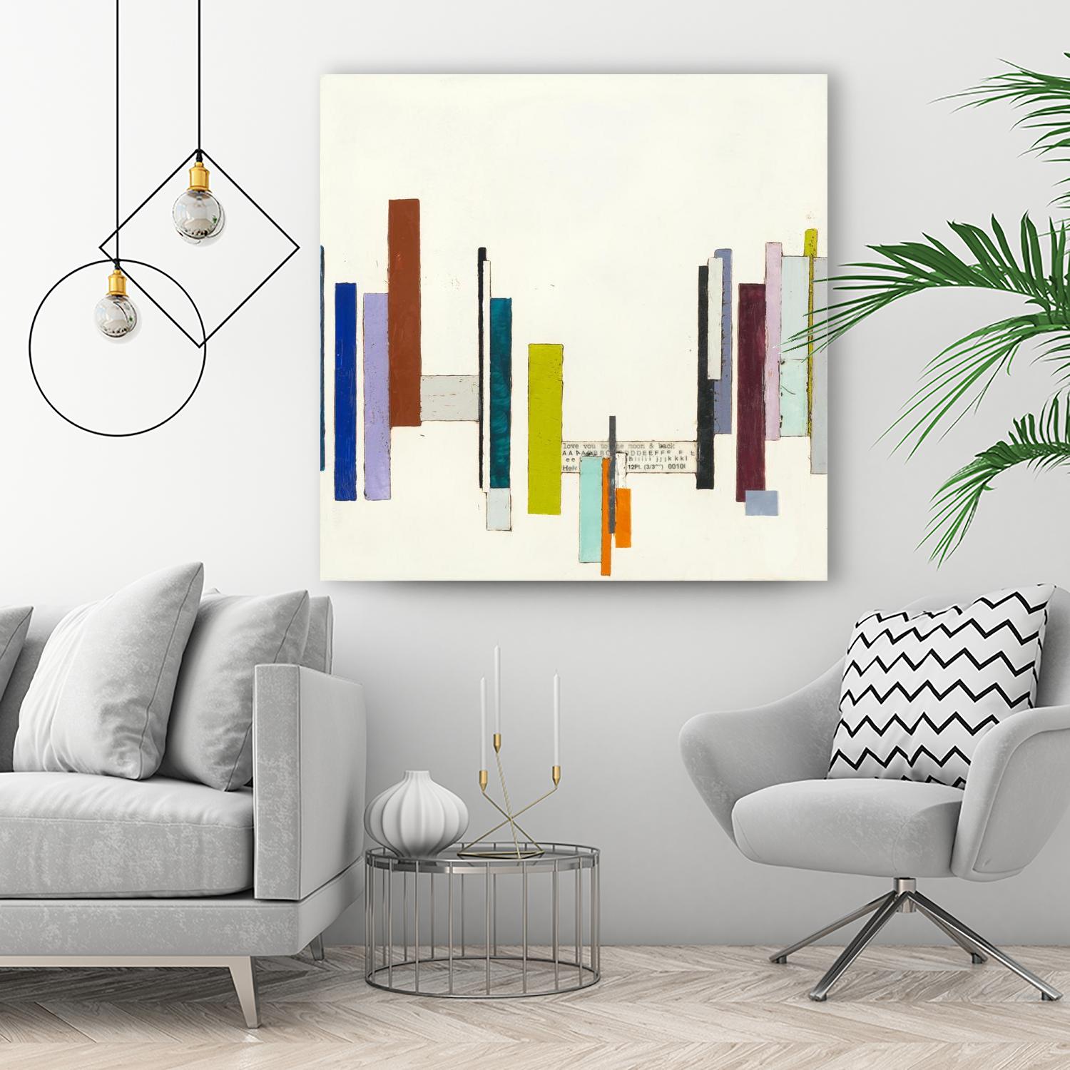 Love You To The Moon by Laura Van Horne on GIANT ART - whites & creams geometric shapes