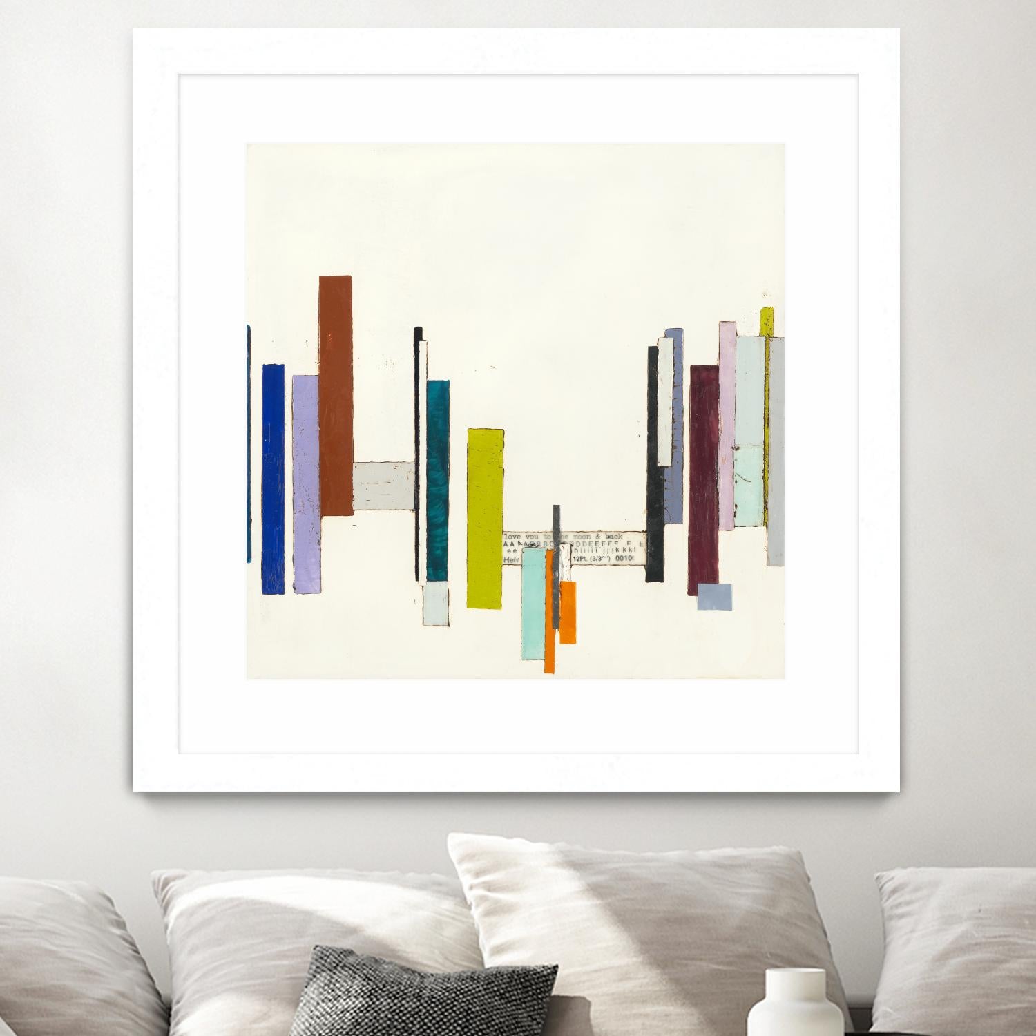 Love You To The Moon by Laura Van Horne on GIANT ART - whites & creams geometric shapes