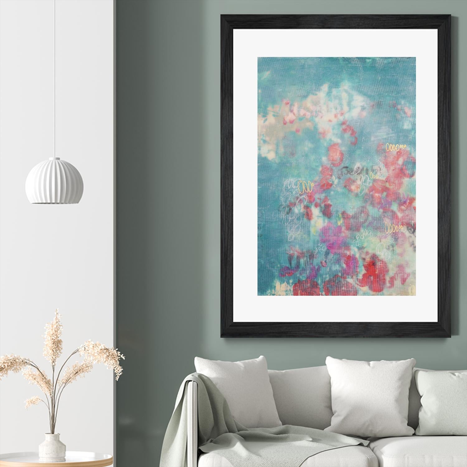 Embellished Teal Rose Garden I by Jennifer Goldberger on GIANT ART - blue abstract