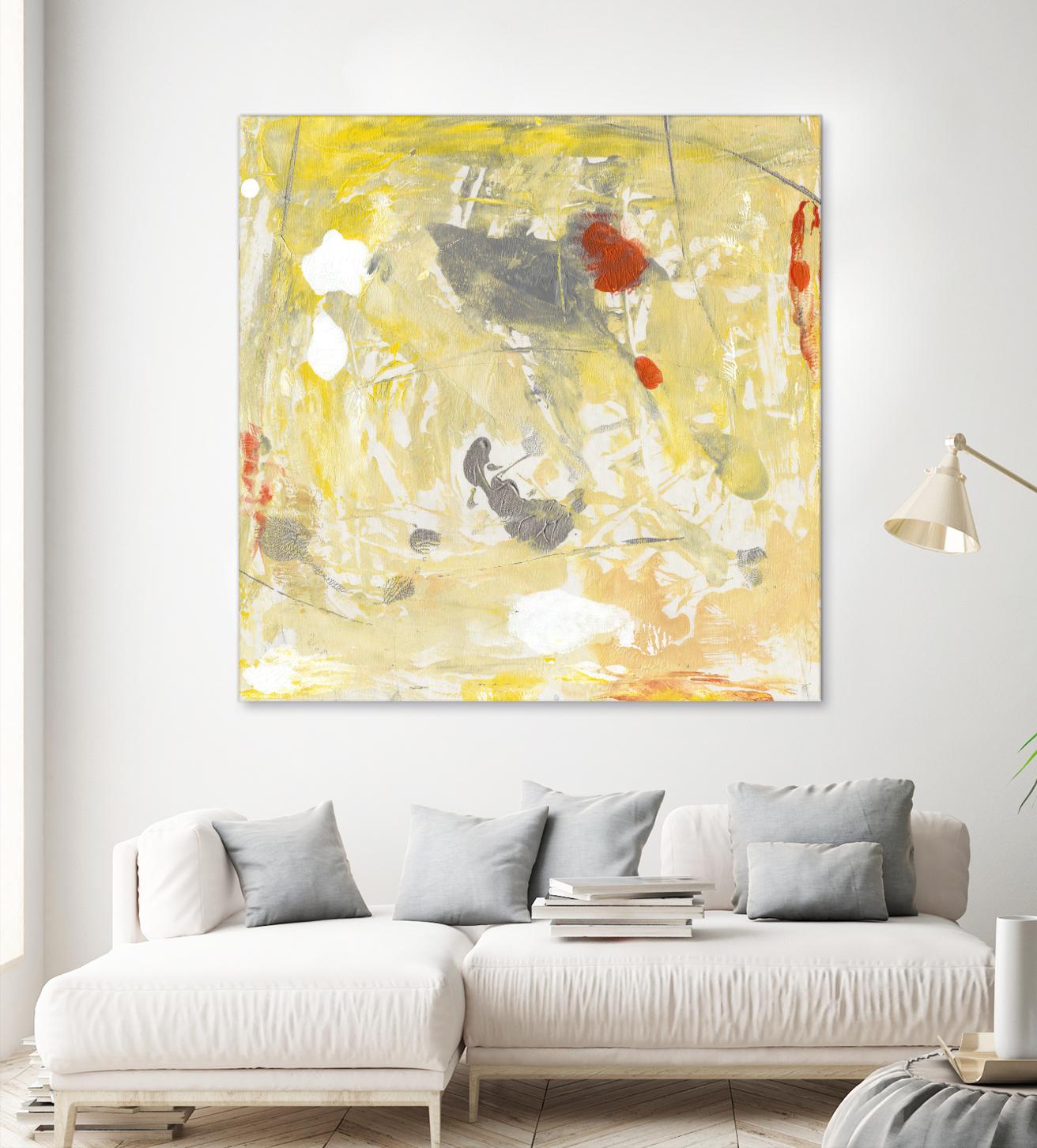 Lemon Jostle I by Tim OToole on GIANT ART - yellow abstract