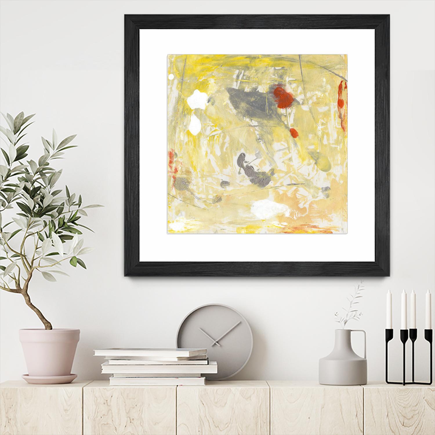 Lemon Jostle I by Tim OToole on GIANT ART - yellow abstract