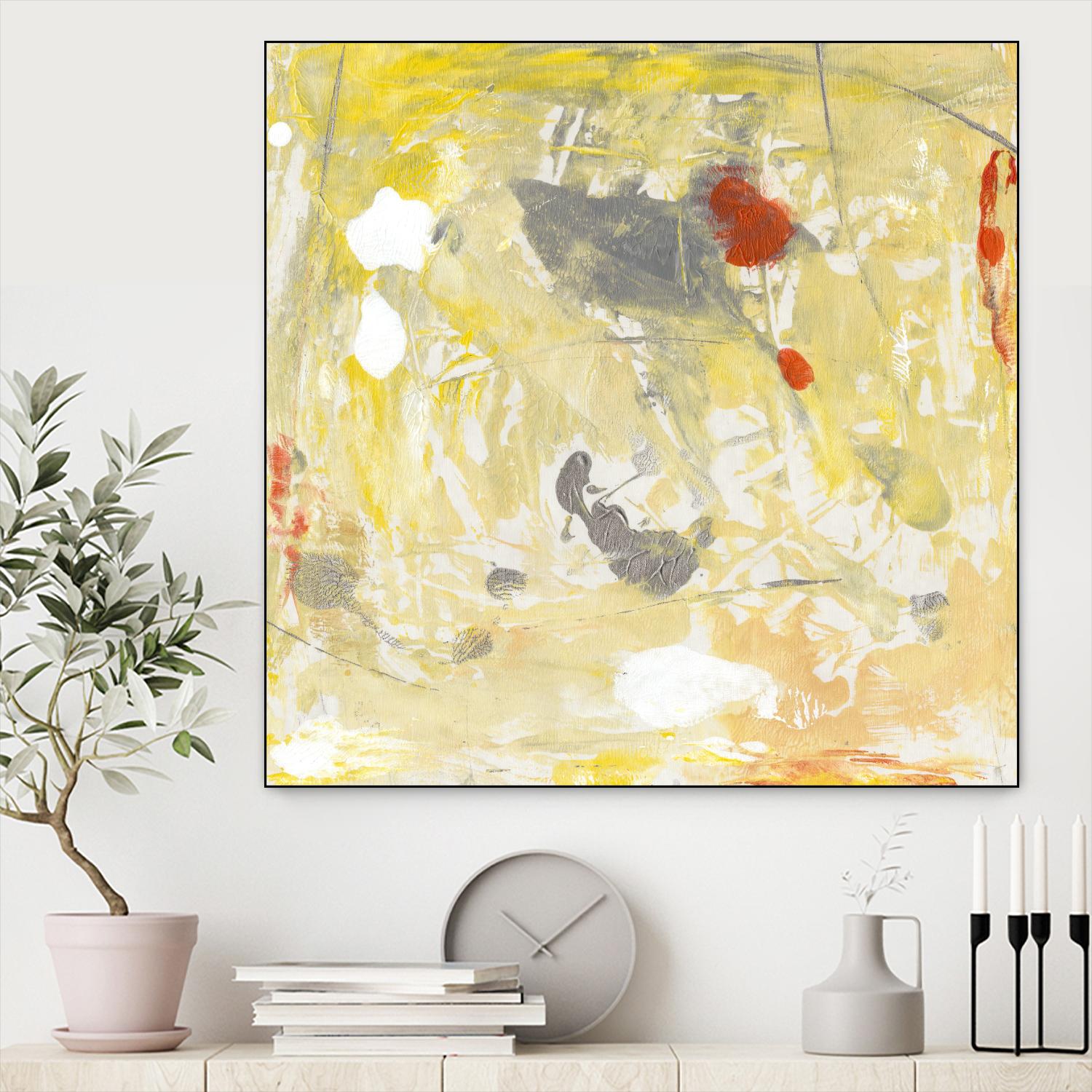 Lemon Jostle I by Tim OToole on GIANT ART - yellow abstract