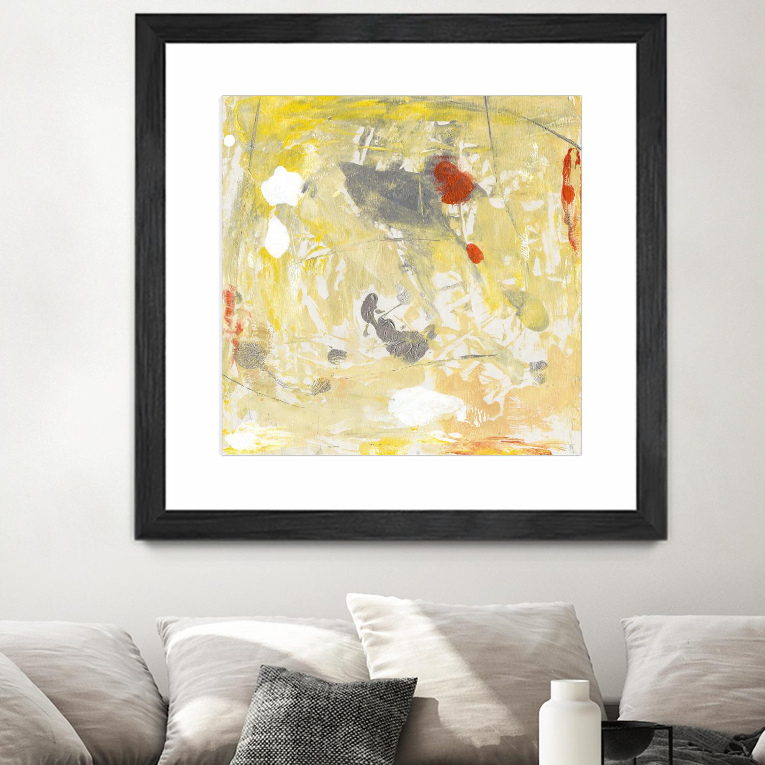 Lemon Jostle I by Tim OToole on GIANT ART - yellow abstract
