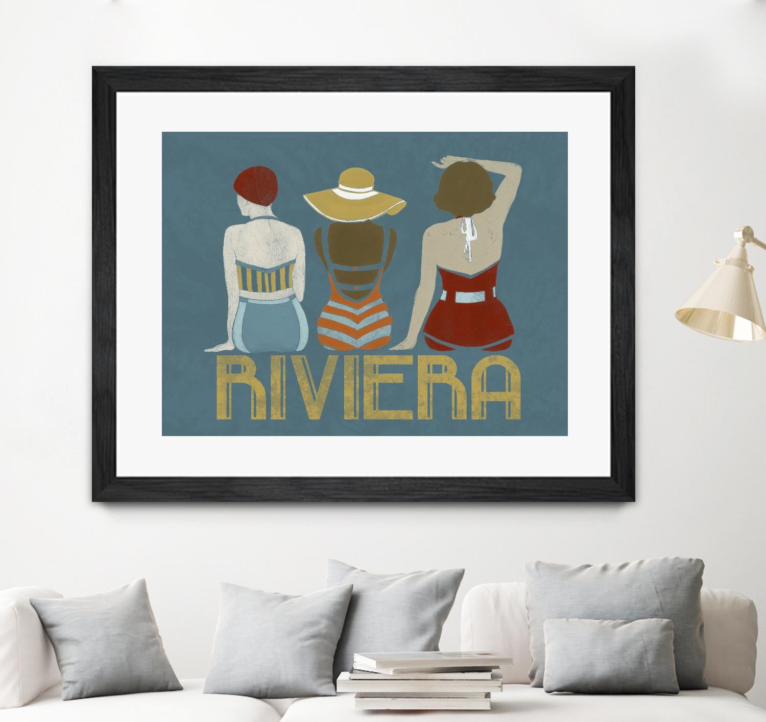 Vintage Bathing Beauties I by June Erica Vess on GIANT ART - blue fashion