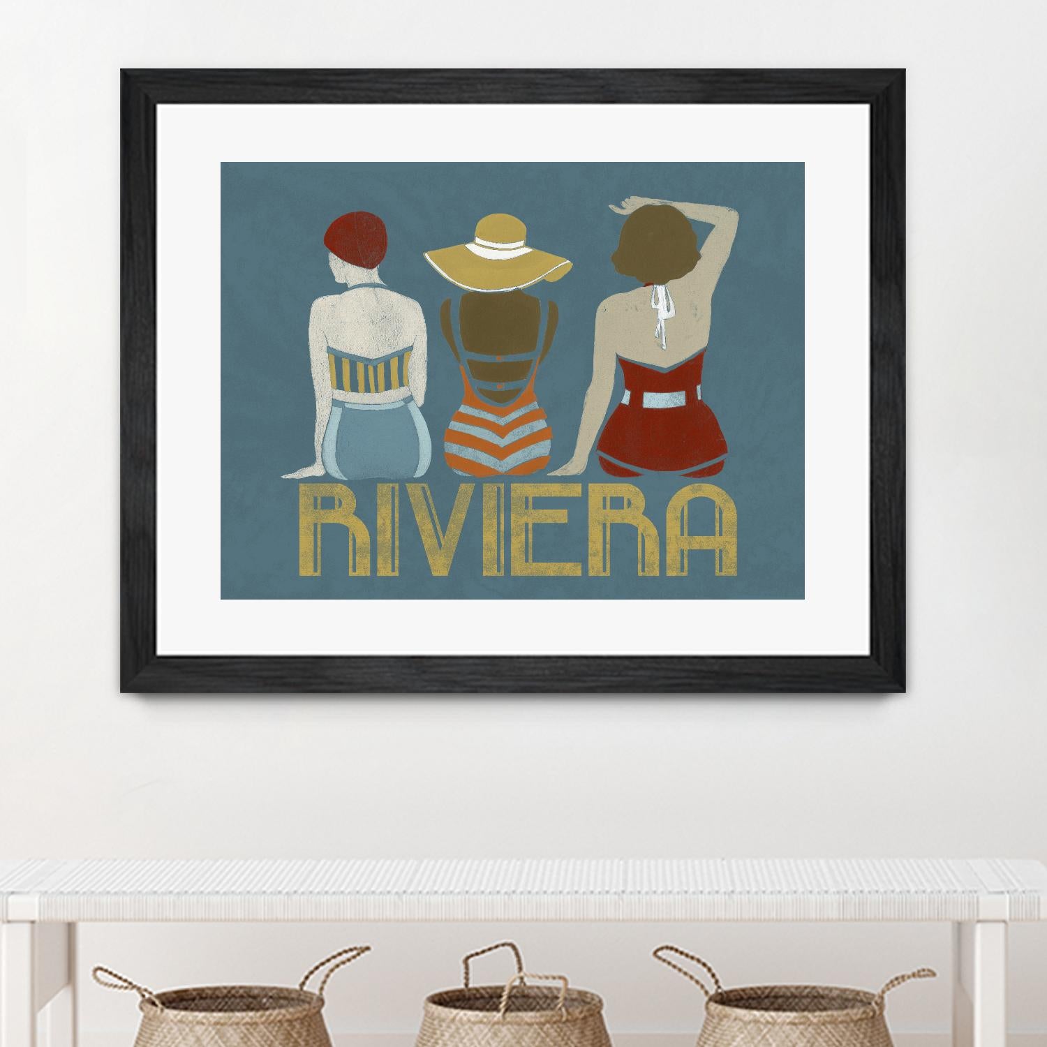 Vintage Bathing Beauties I by June Erica Vess on GIANT ART - blue fashion