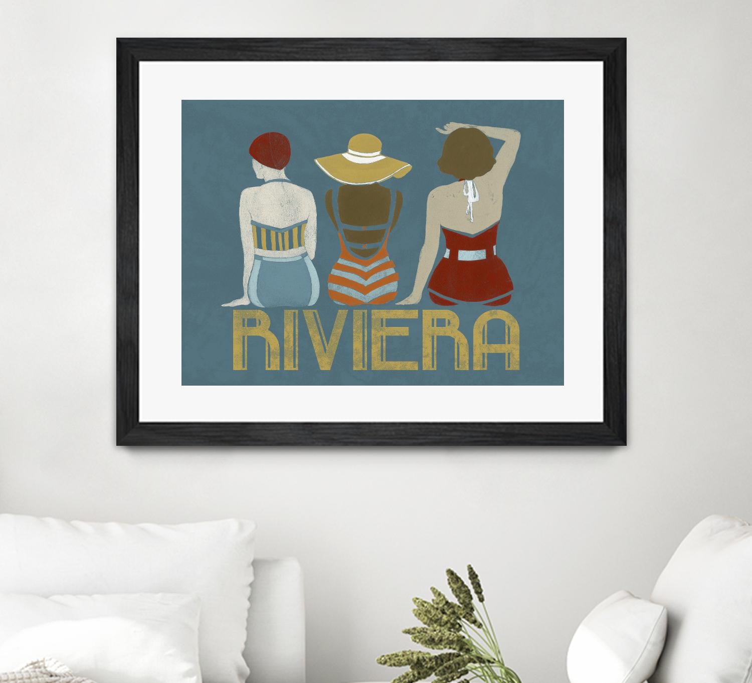 Vintage Bathing Beauties I by June Erica Vess on GIANT ART - blue fashion