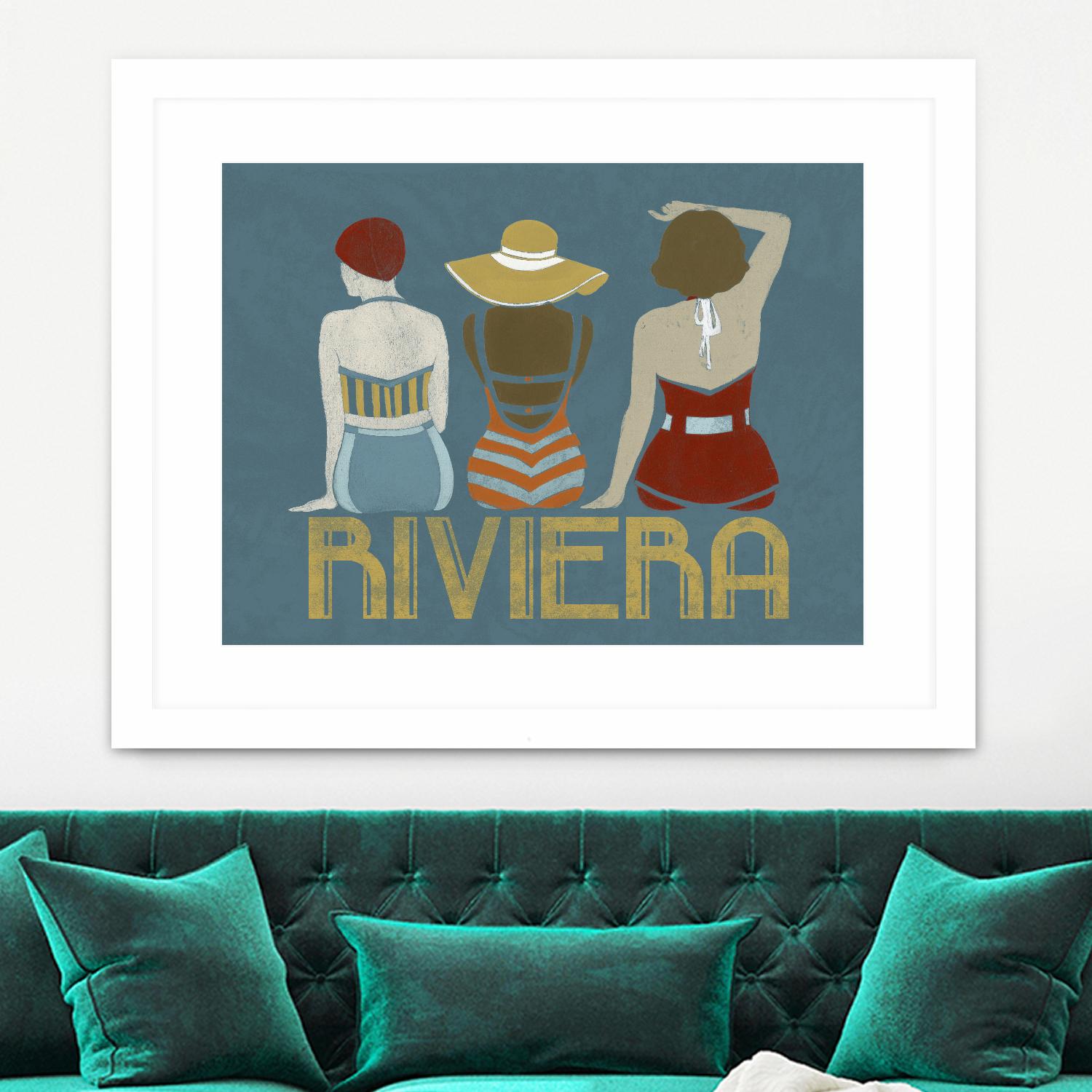 Vintage Bathing Beauties I by June Erica Vess on GIANT ART - blue fashion