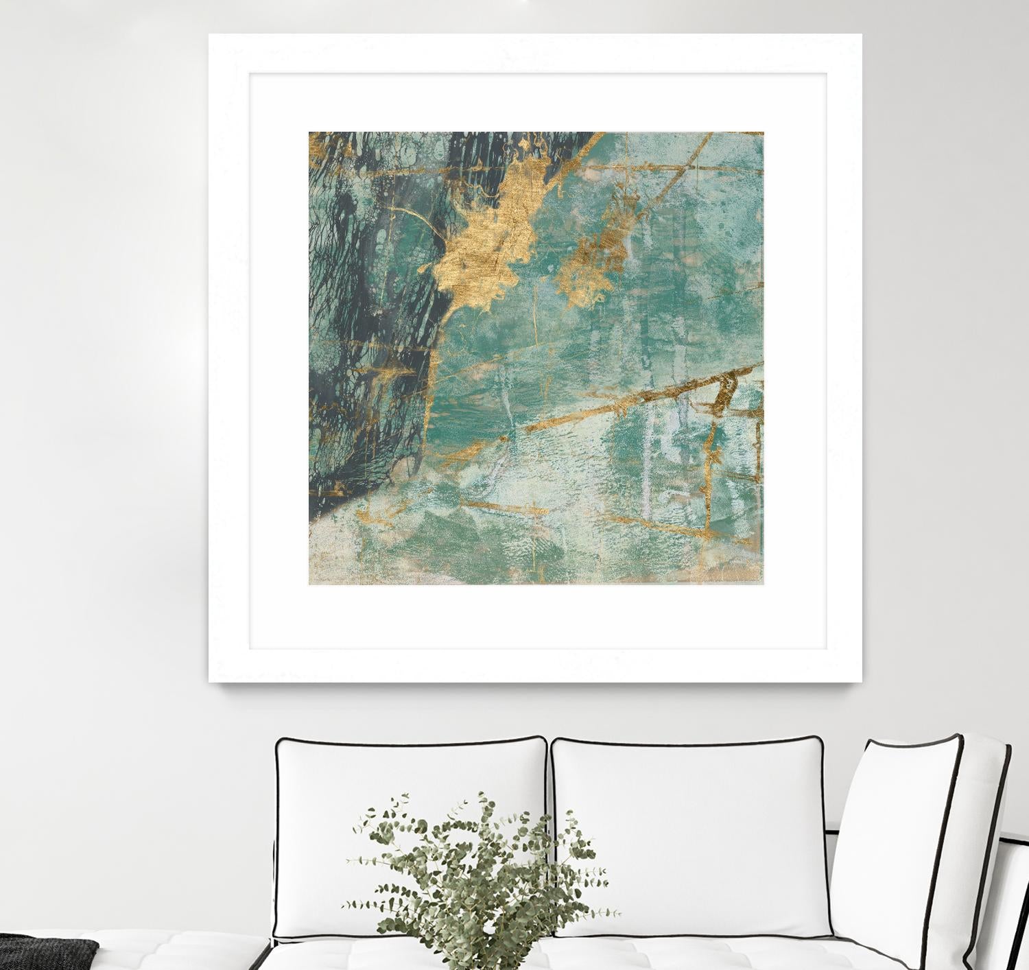 Teal Lace I by Jennifer Goldberger on GIANT ART - green abstract