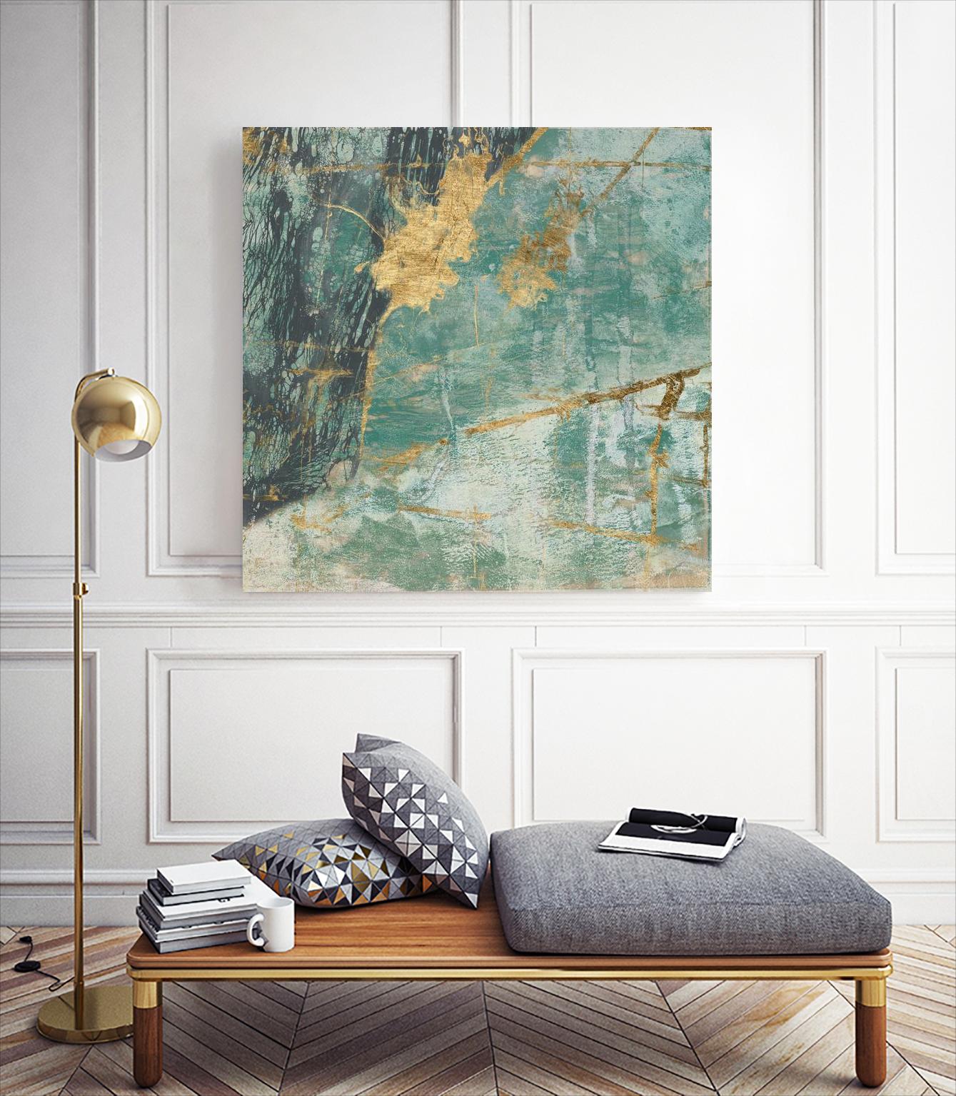 Teal Lace I by Jennifer Goldberger on GIANT ART - green abstract