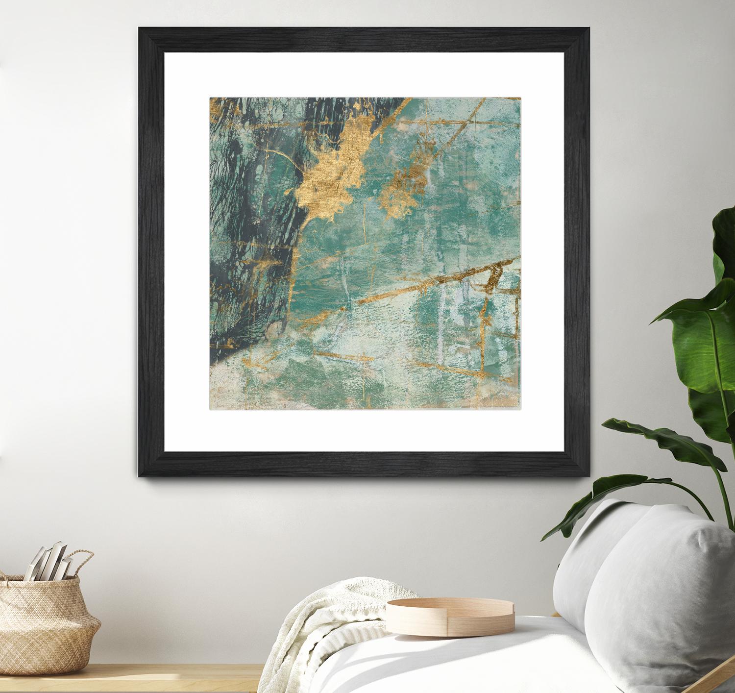 Teal Lace I by Jennifer Goldberger on GIANT ART - green abstract