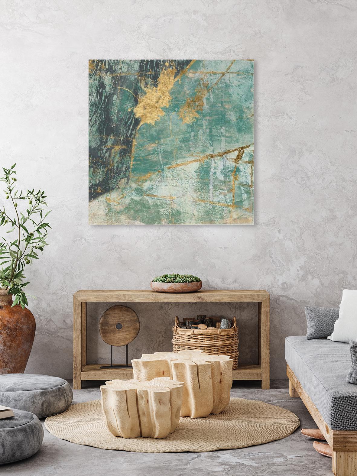 Teal Lace I by Jennifer Goldberger on GIANT ART - green abstract