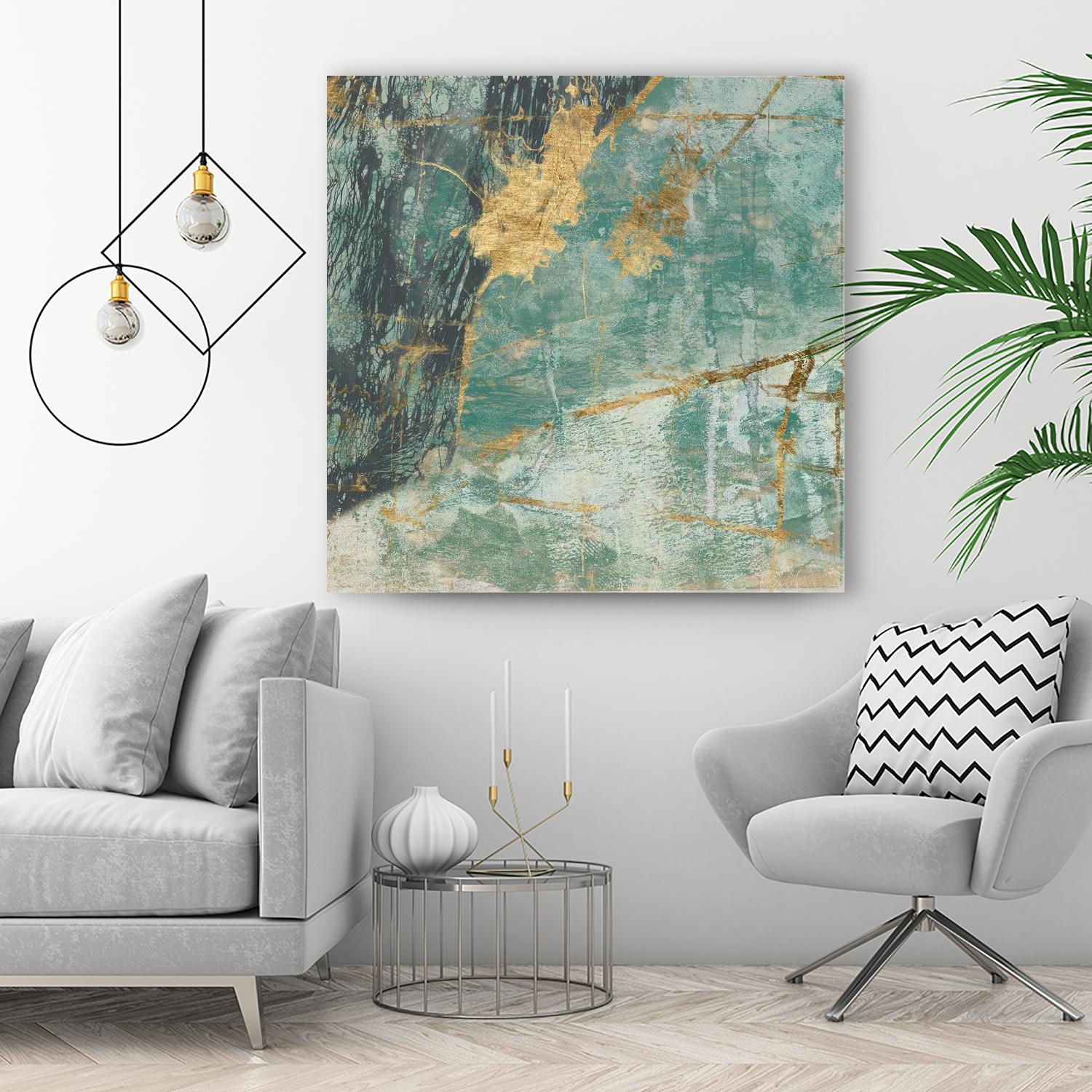 Teal Lace I by Jennifer Goldberger on GIANT ART - green abstract