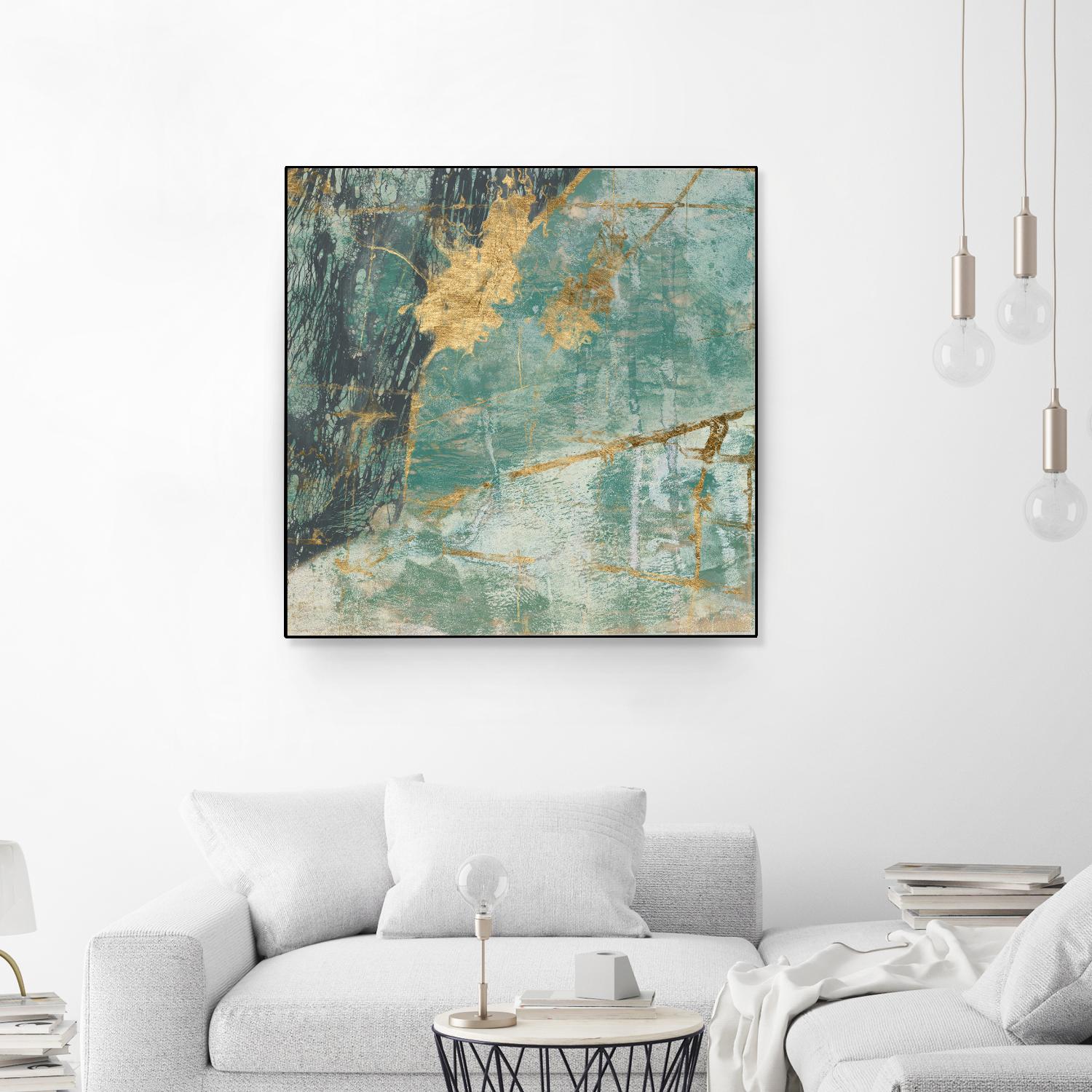 Teal Lace I by Jennifer Goldberger on GIANT ART - green abstract