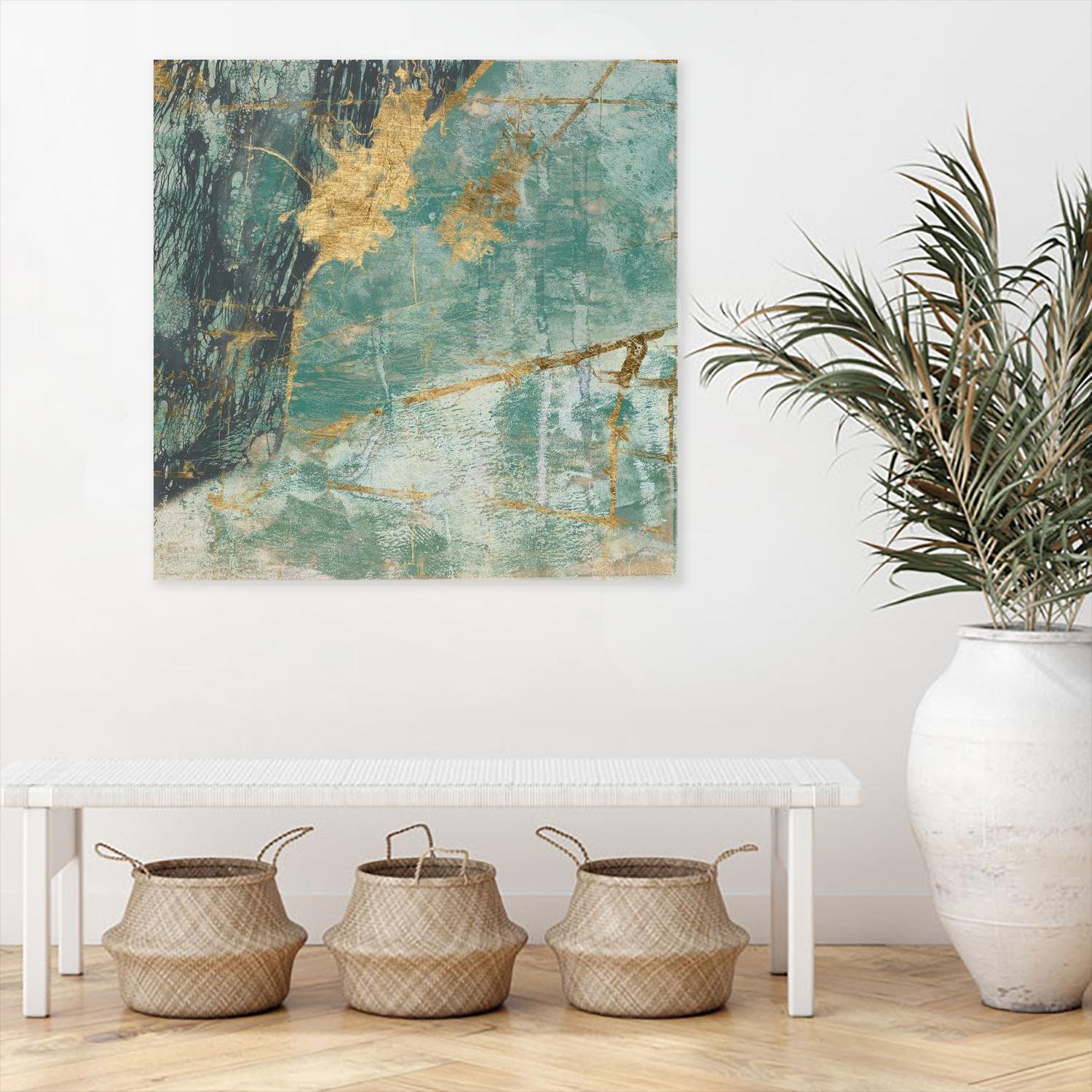 Teal Lace I by Jennifer Goldberger on GIANT ART - green abstract