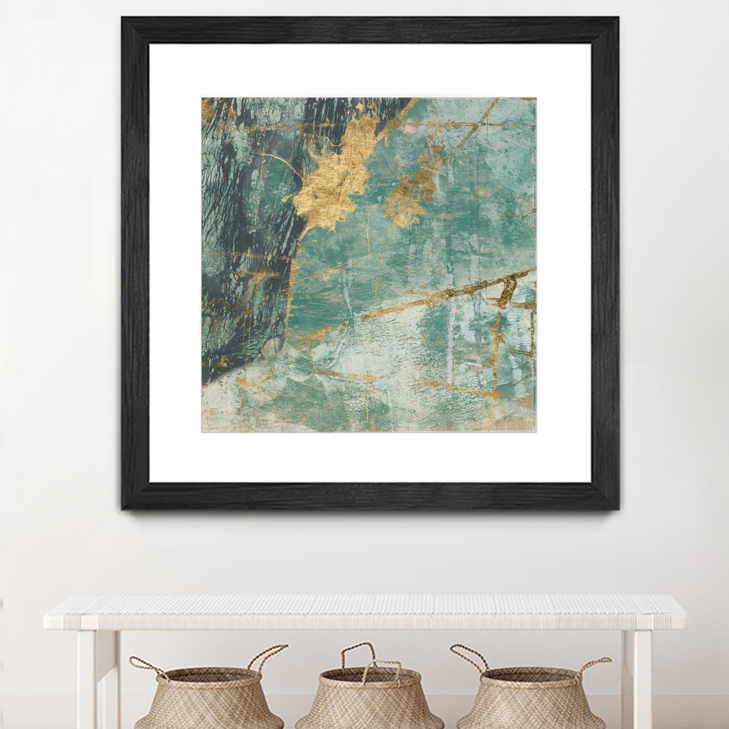 Teal Lace I by Jennifer Goldberger on GIANT ART - green abstract