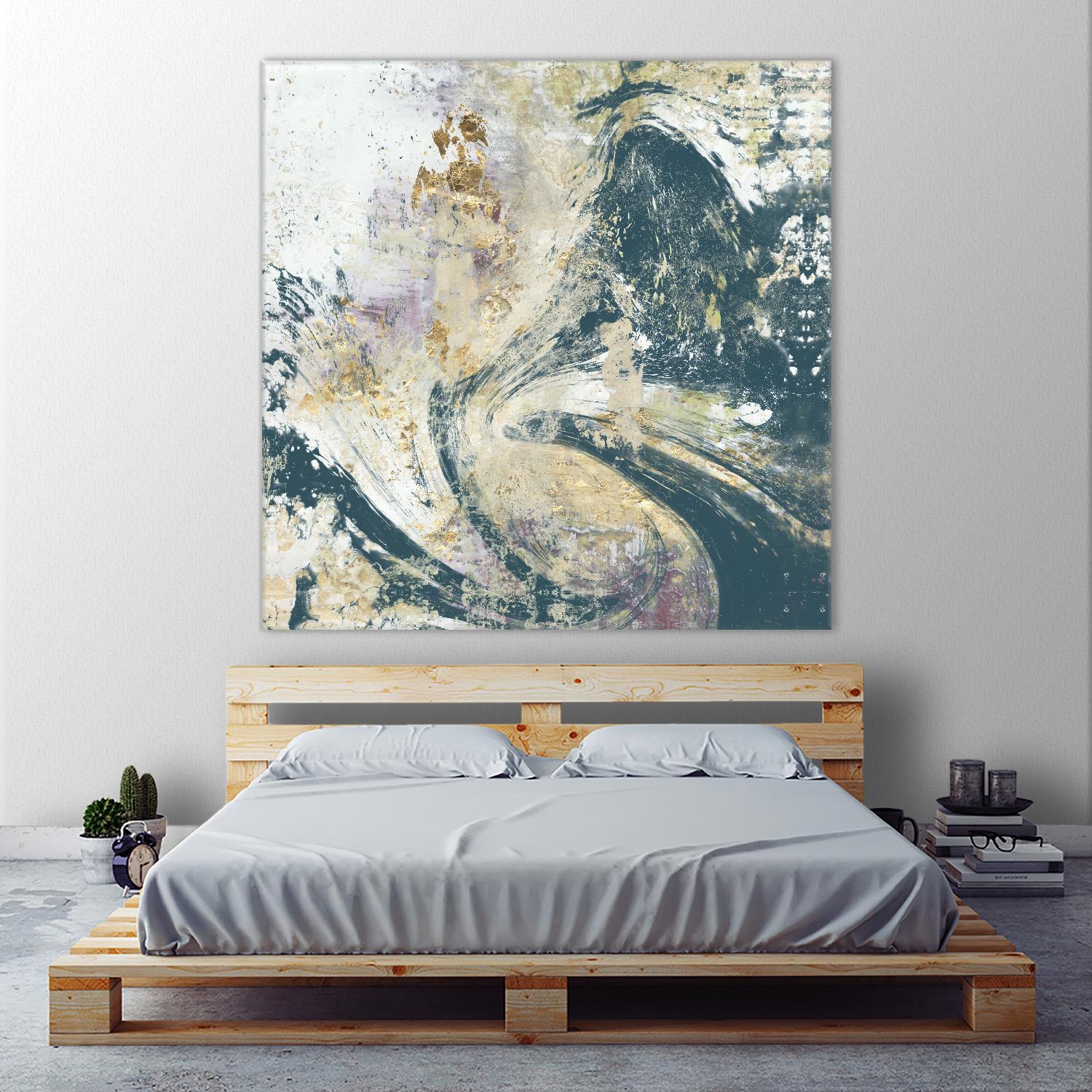 Teal Aerial by Jennifer Goldberger on GIANT ART - blue abstract