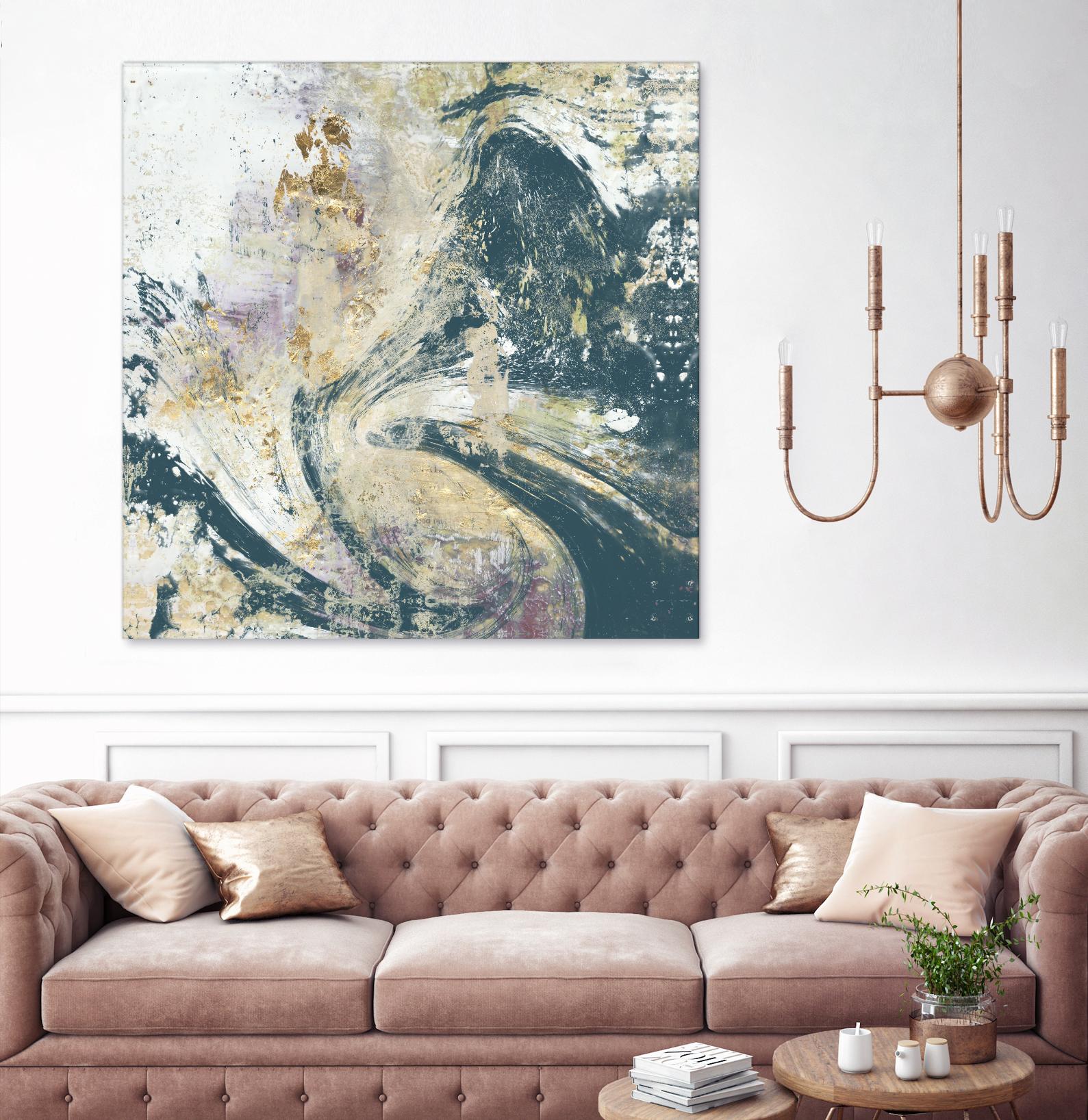 Teal Aerial by Jennifer Goldberger on GIANT ART - blue abstract