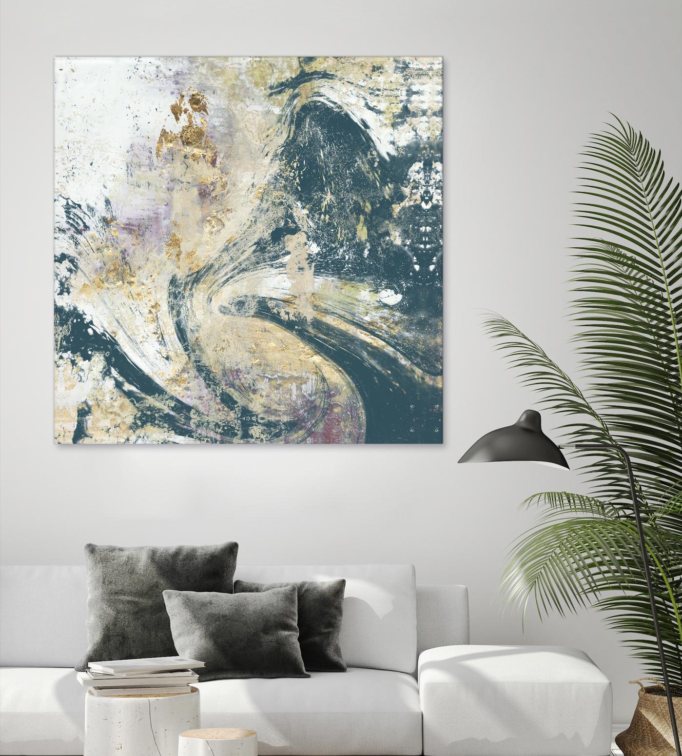 Teal Aerial by Jennifer Goldberger on GIANT ART - blue abstract