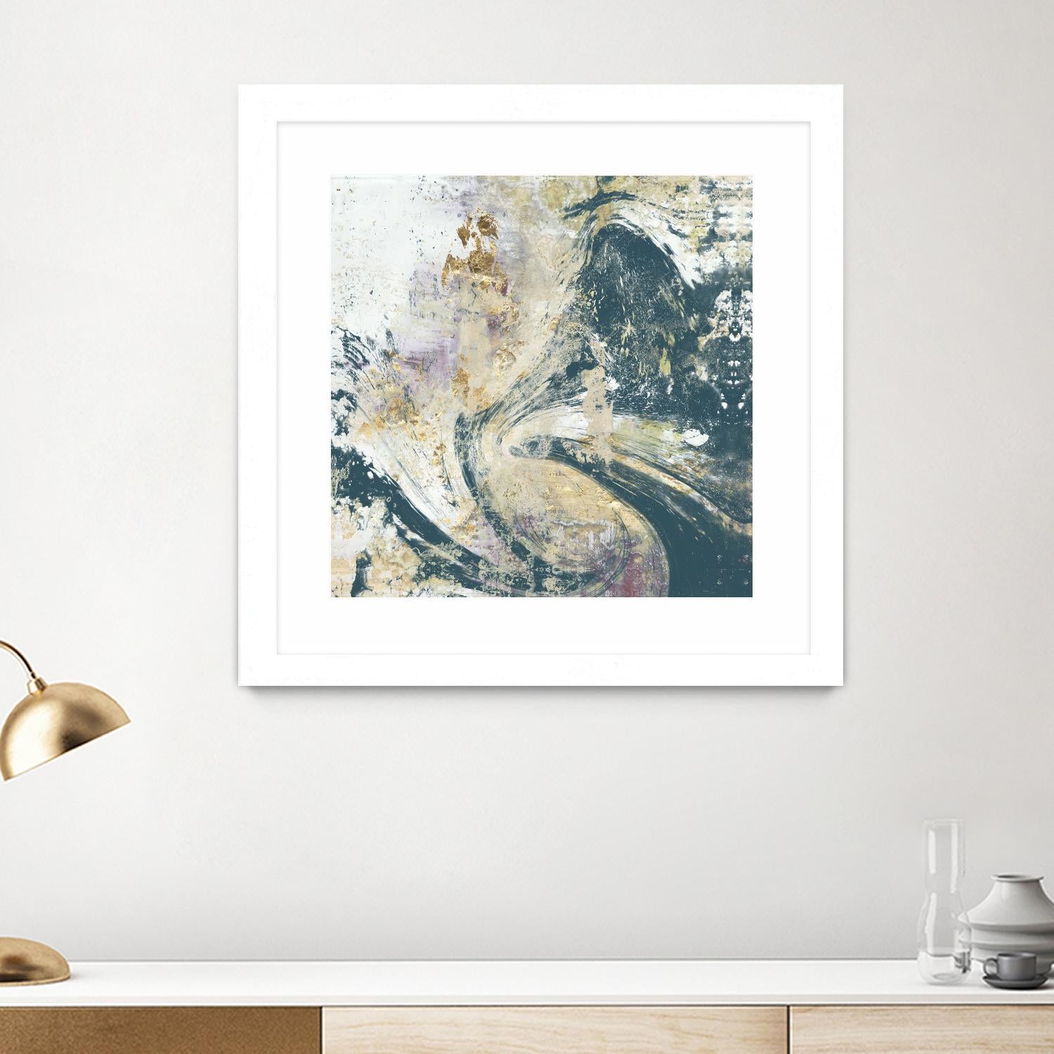 Teal Aerial by Jennifer Goldberger on GIANT ART - blue abstract