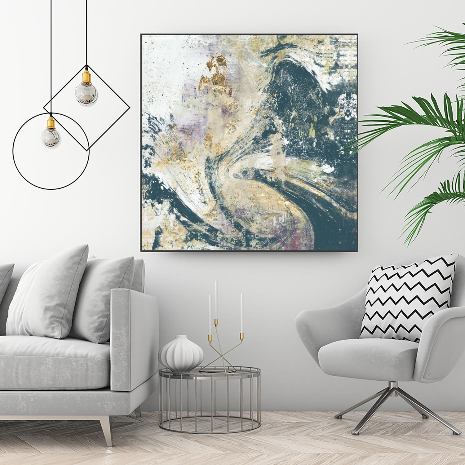 Teal Aerial by Jennifer Goldberger on GIANT ART - blue abstract