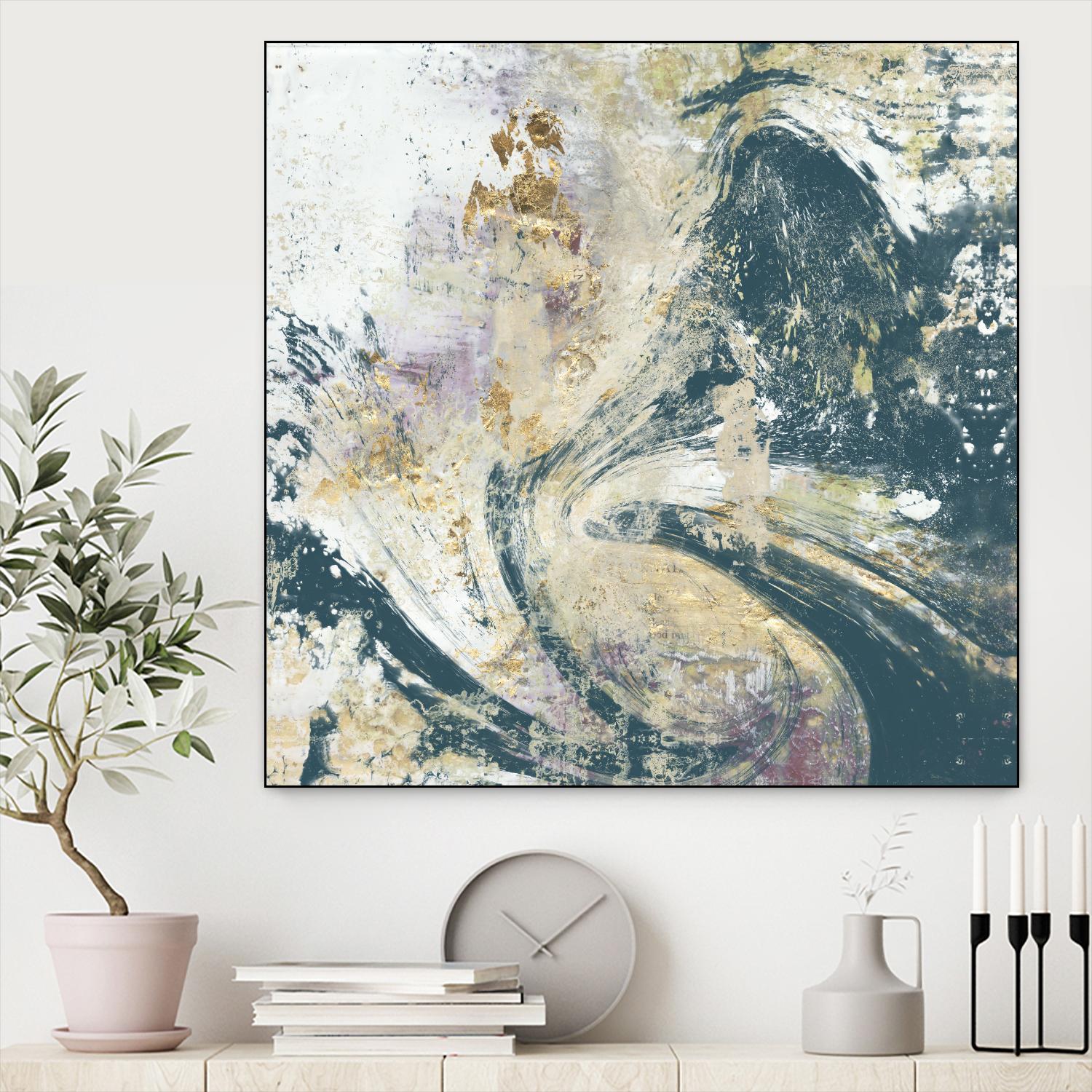 Teal Aerial by Jennifer Goldberger on GIANT ART - blue abstract