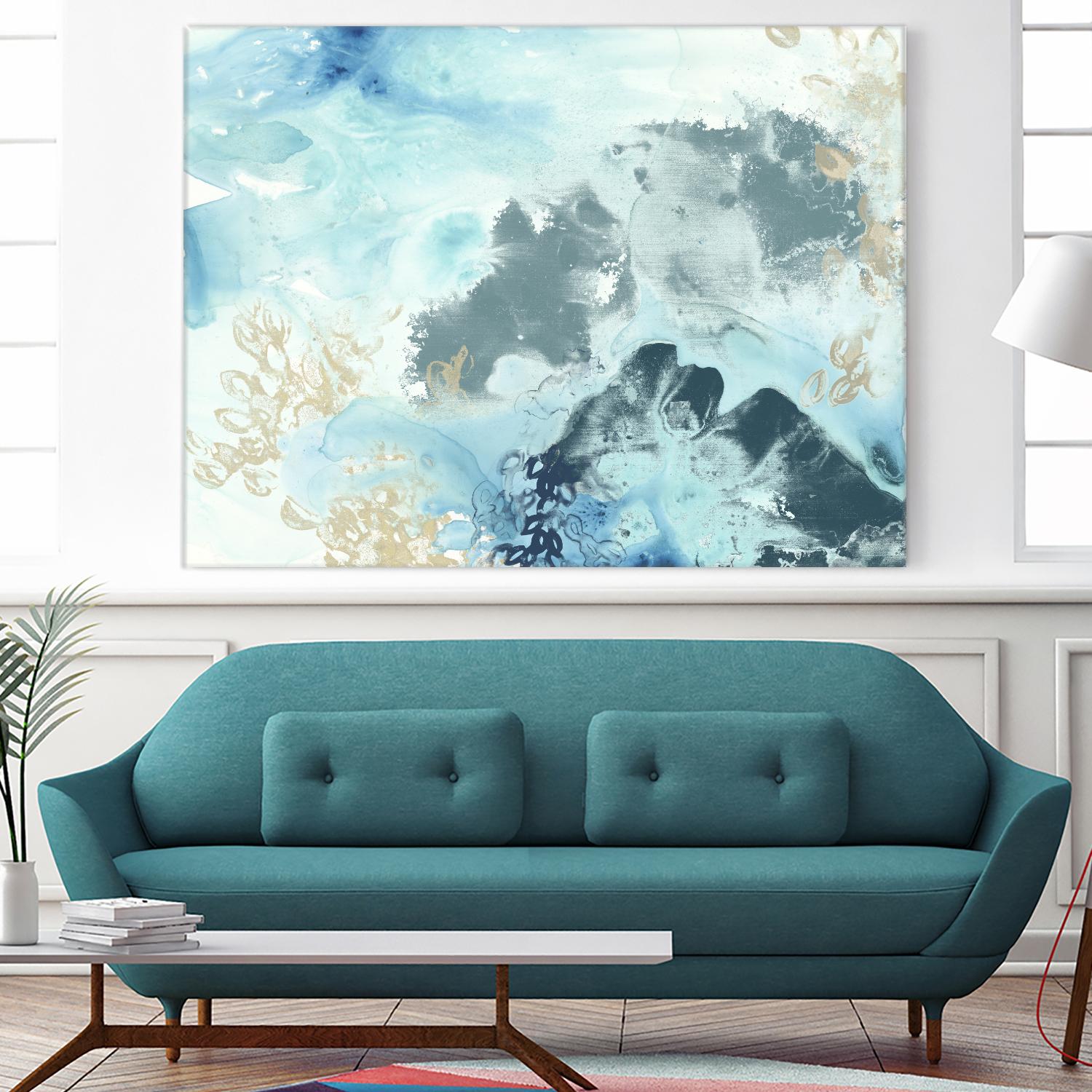 Aqua Wave Form I by June Erica Vess on GIANT ART - blue abstract