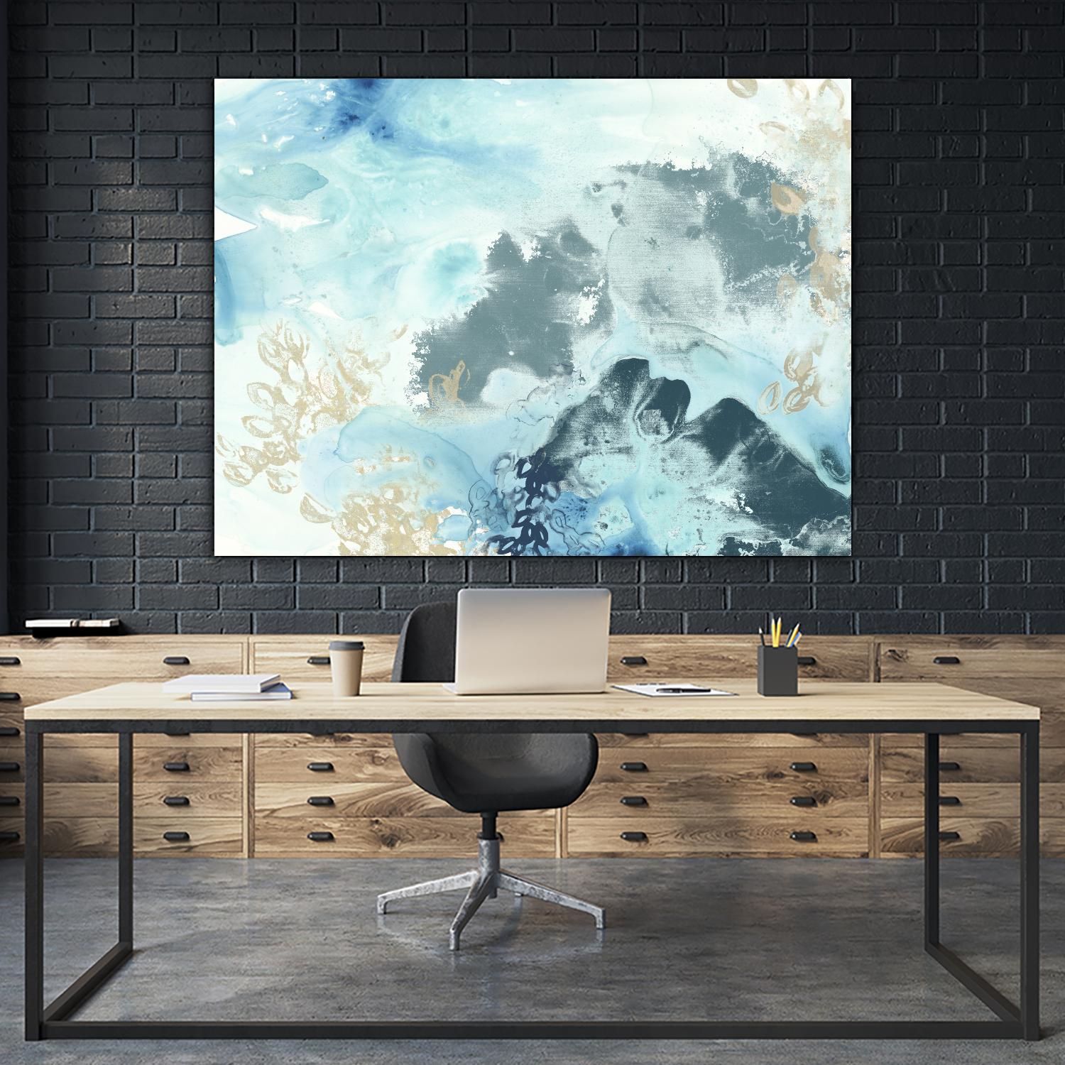 Aqua Wave Form I by June Erica Vess on GIANT ART - blue abstract