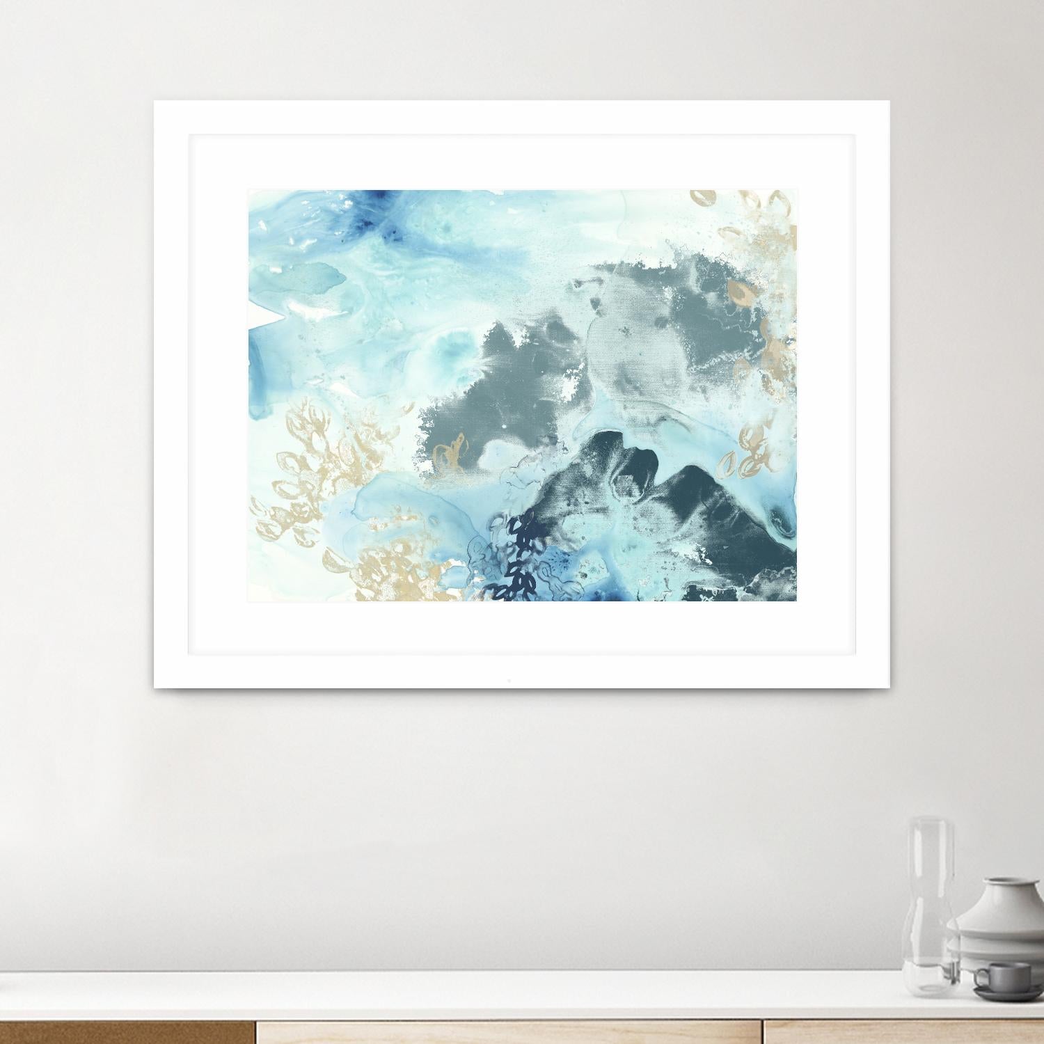 Aqua Wave Form I by June Erica Vess on GIANT ART - blue abstract