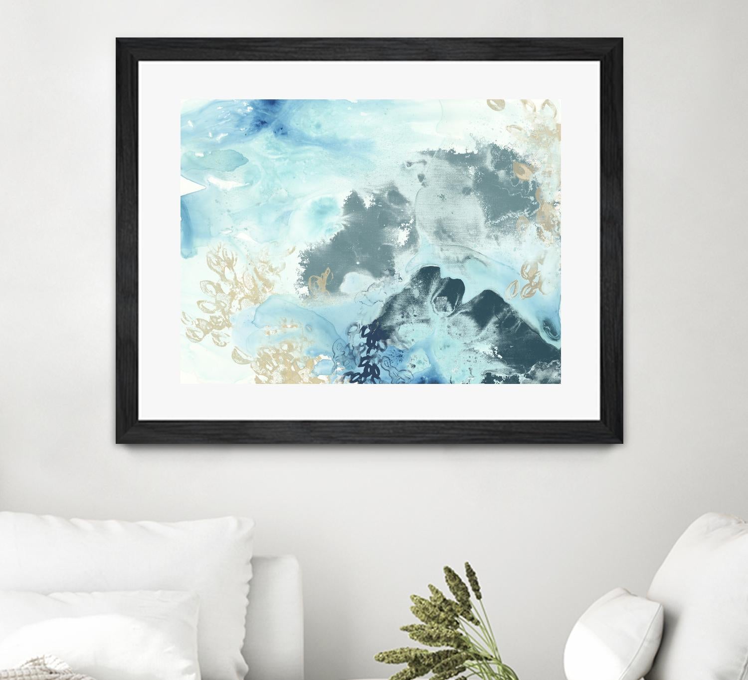 Aqua Wave Form I by June Erica Vess on GIANT ART - blue abstract