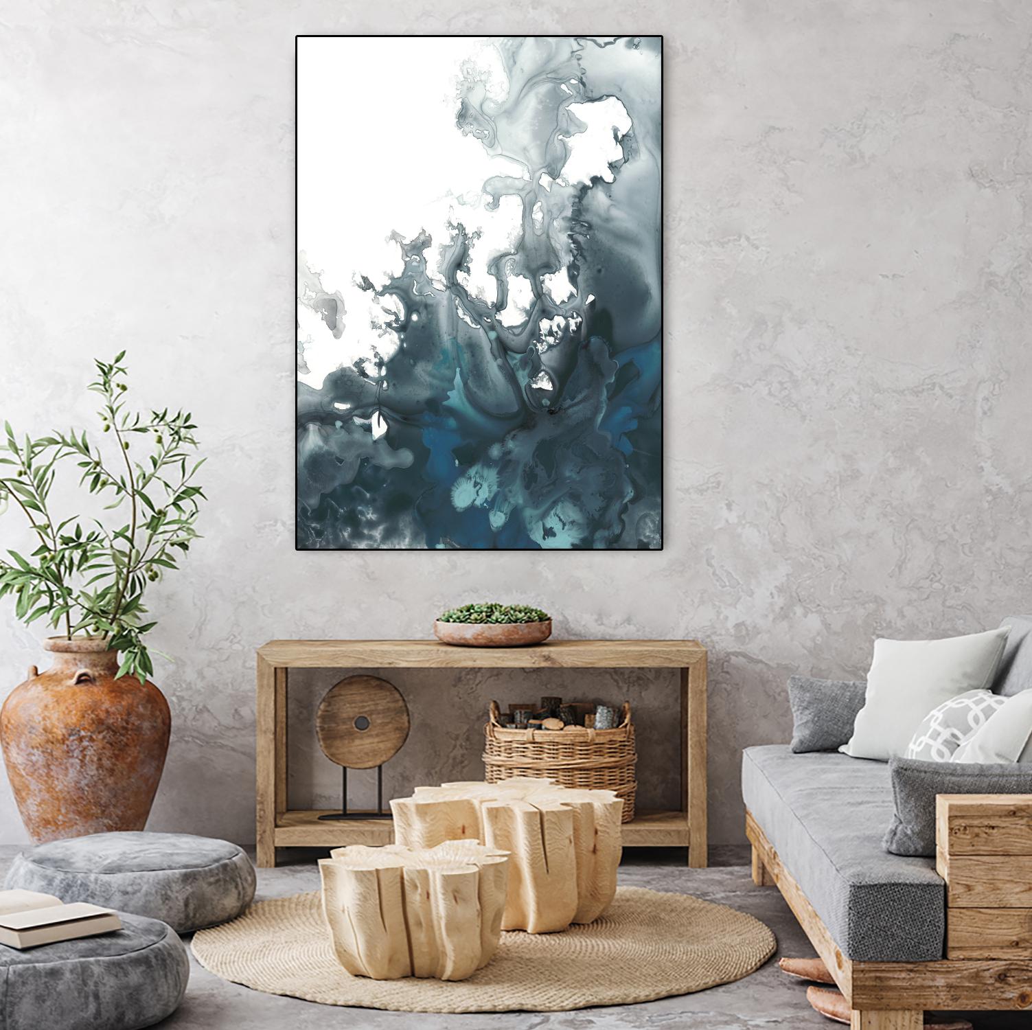 Indigo Tempest I by June Erica Vess on GIANT ART - green abstract