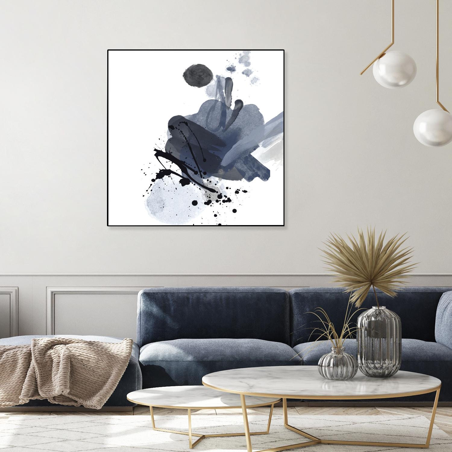 Blue & Black Splash I by Irena Orlov on GIANT ART - blue abstract