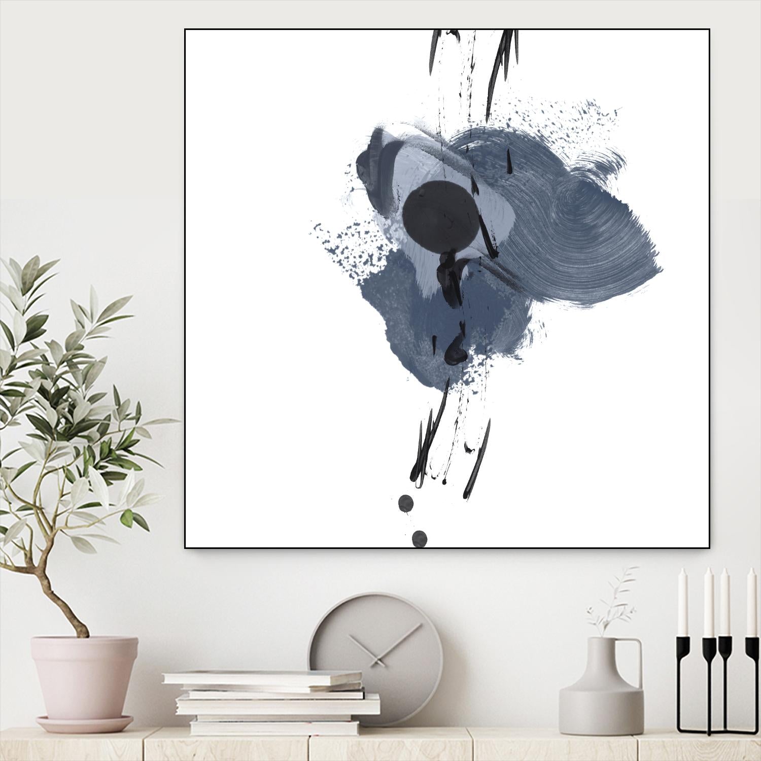 Blue & Black Splash II by Irena Orlov on GIANT ART - blue abstract