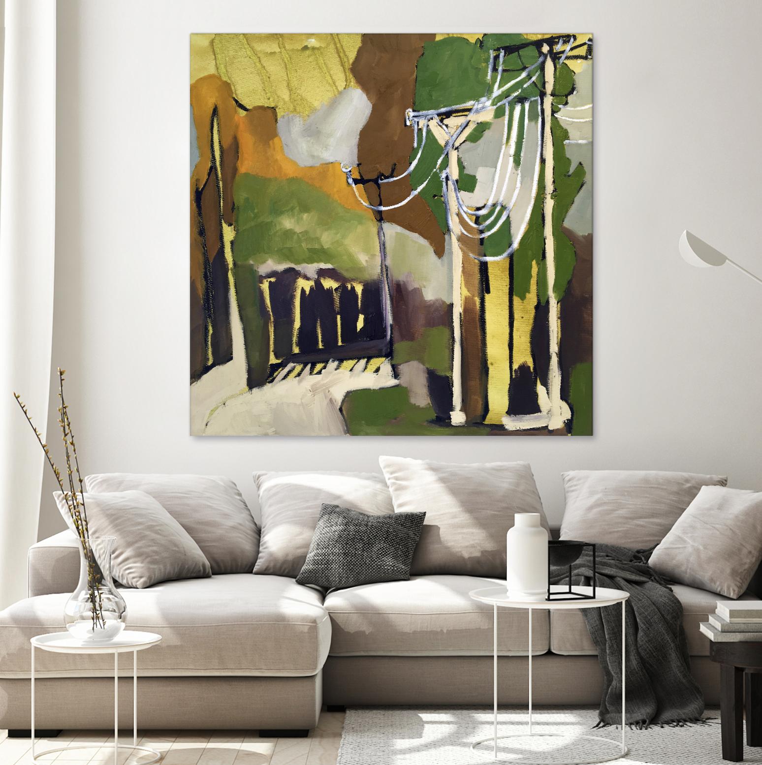 Trees & Wires X by Erin McGee Ferrell on GIANT ART - green abstract