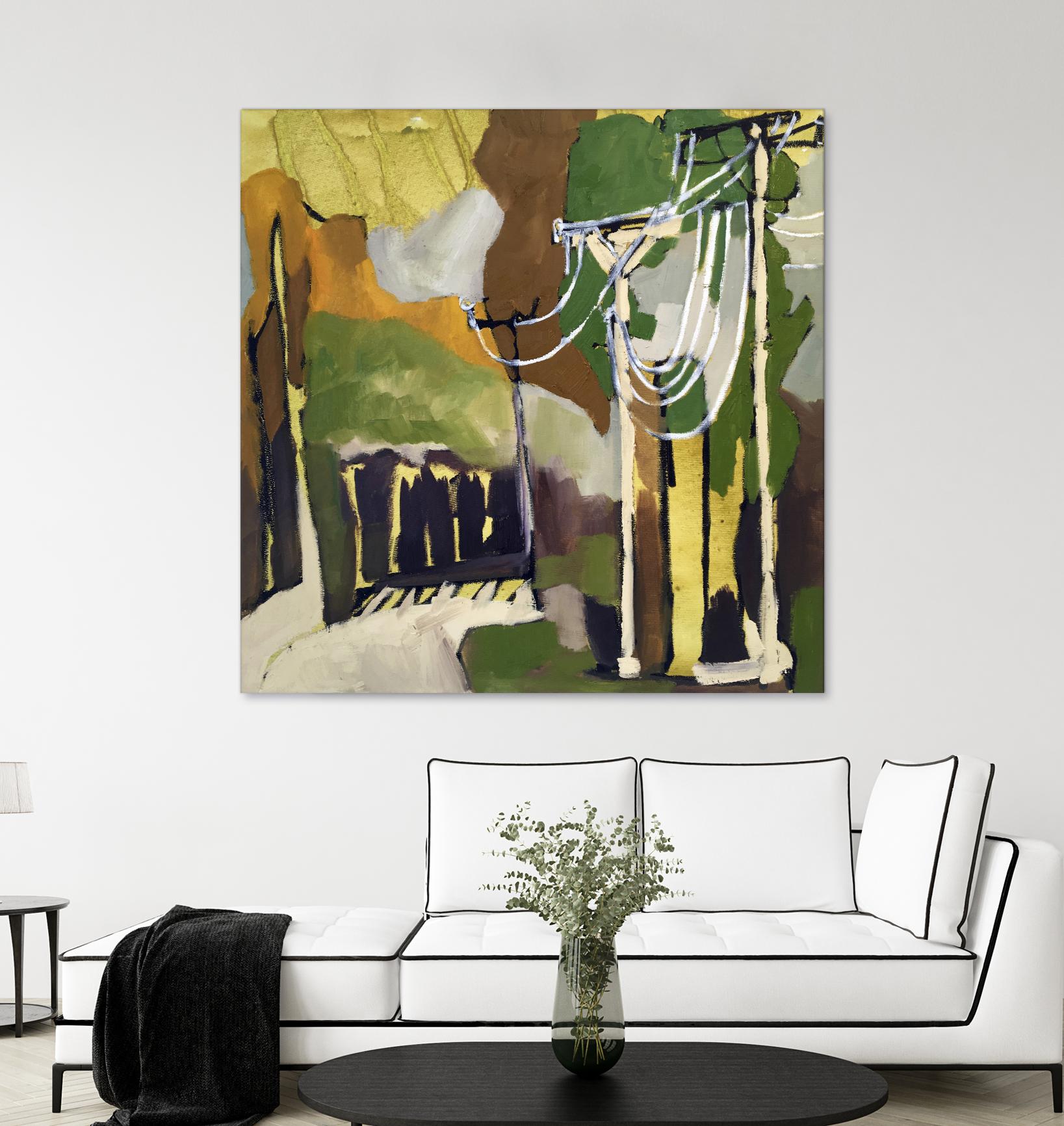 Trees & Wires X by Erin McGee Ferrell on GIANT ART - green abstract