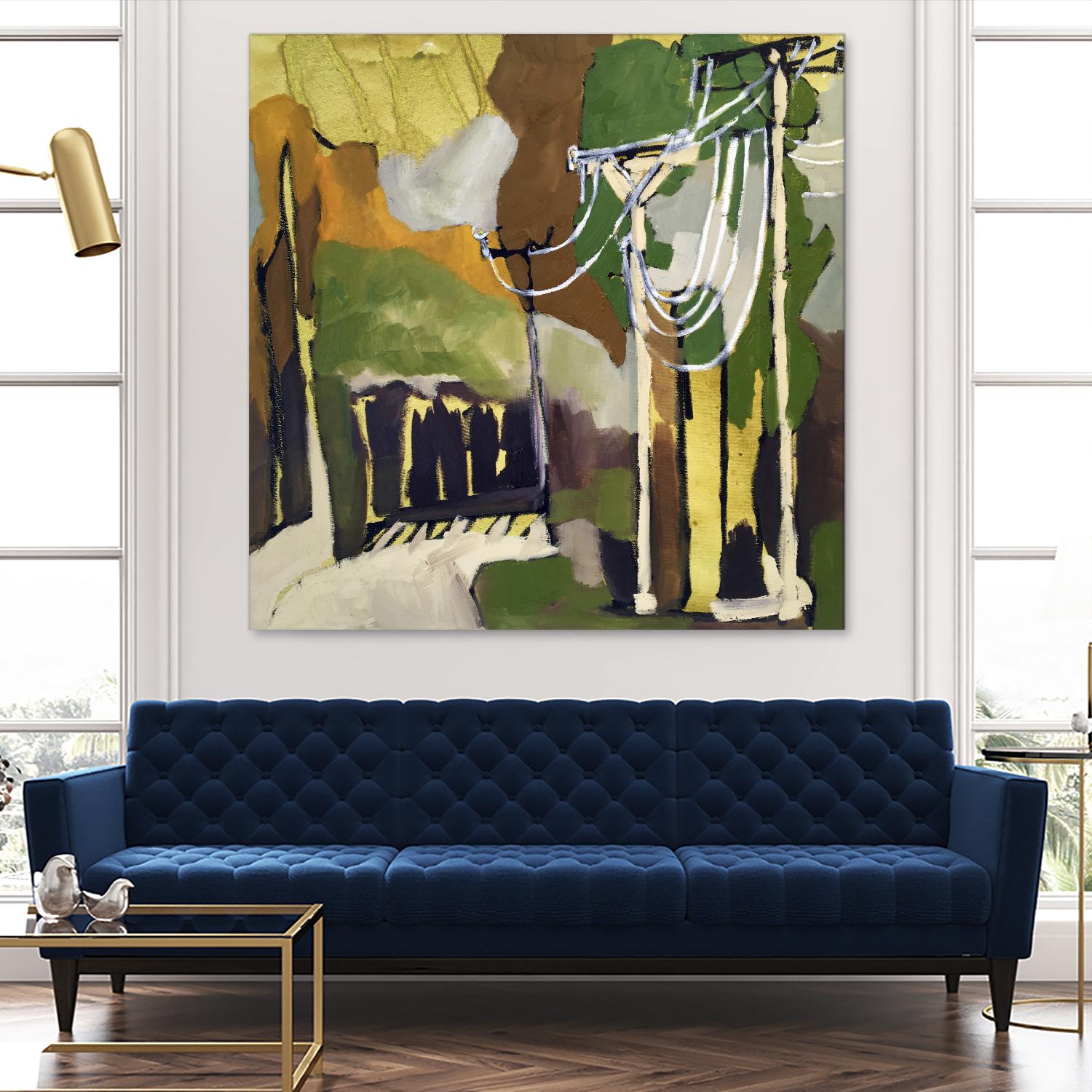 Trees & Wires X by Erin McGee Ferrell on GIANT ART - green abstract