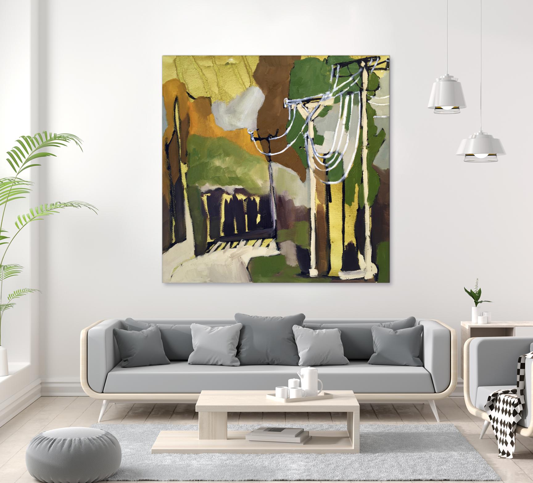 Trees & Wires X by Erin McGee Ferrell on GIANT ART - green abstract