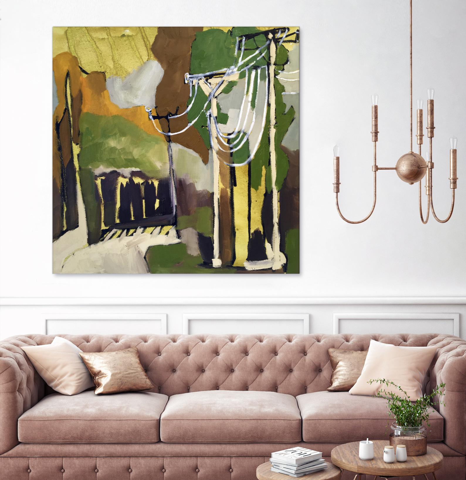 Trees & Wires X by Erin McGee Ferrell on GIANT ART - green abstract