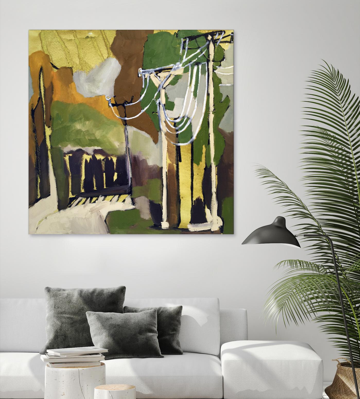 Trees & Wires X by Erin McGee Ferrell on GIANT ART - green abstract