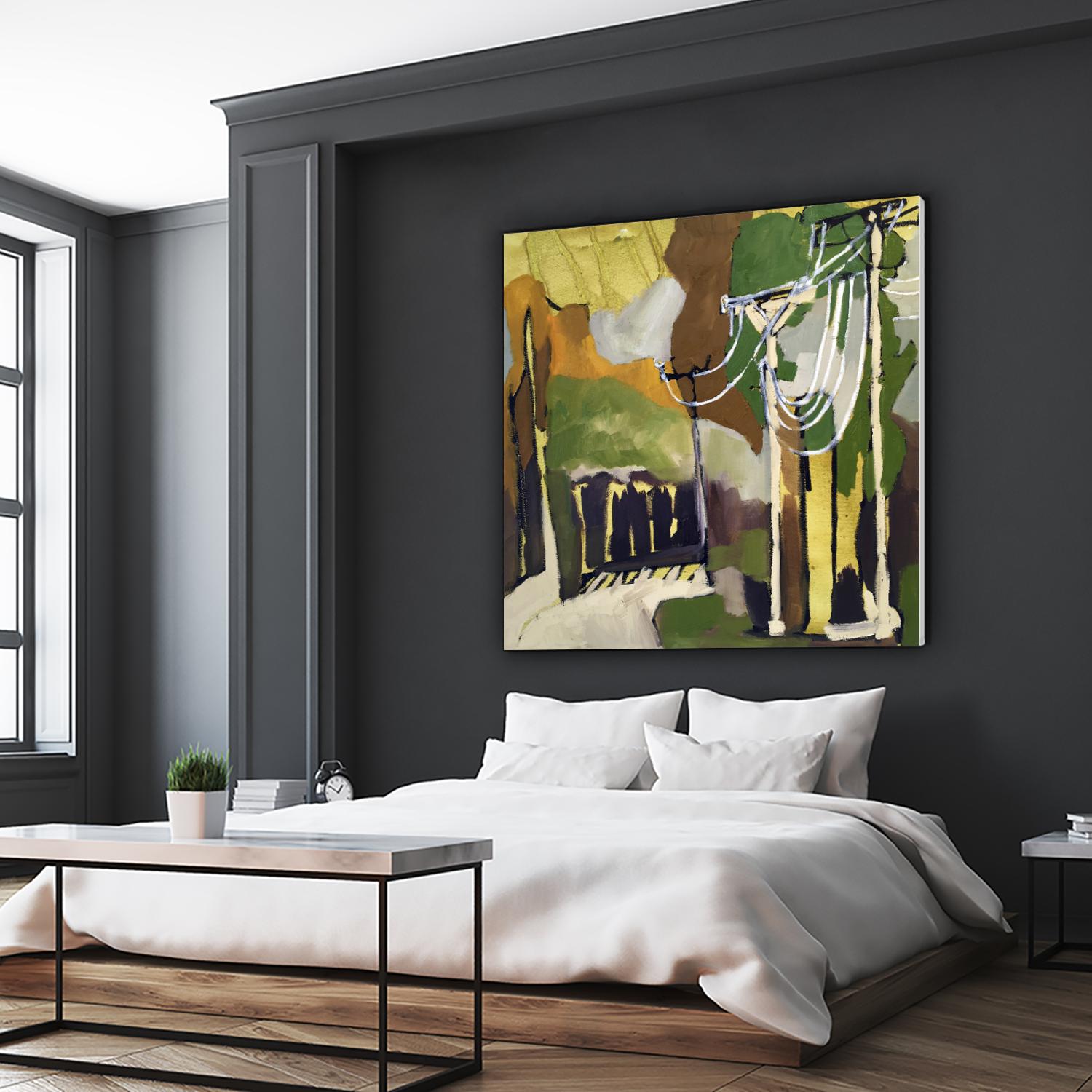 Trees & Wires X by Erin McGee Ferrell on GIANT ART - green abstract