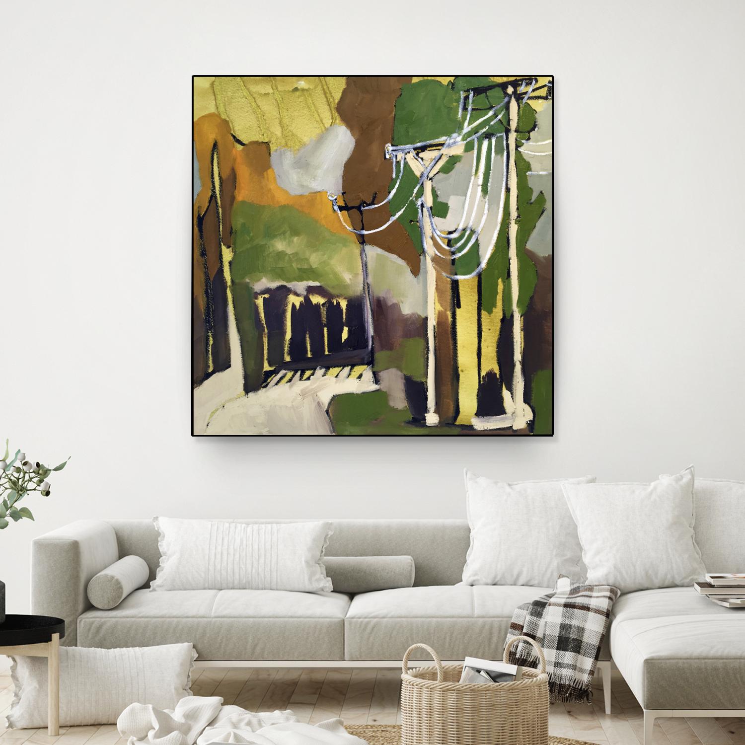 Trees & Wires X by Erin McGee Ferrell on GIANT ART - green abstract